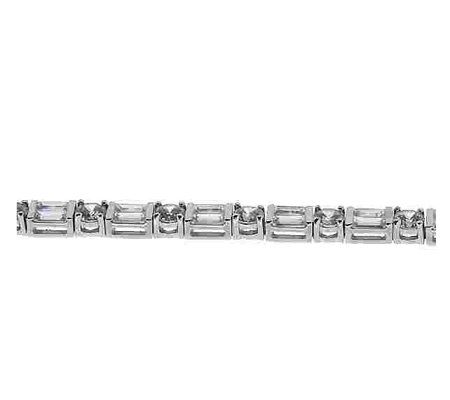 Diamonique Baguette Tennis Bracelet, Platinum Clad