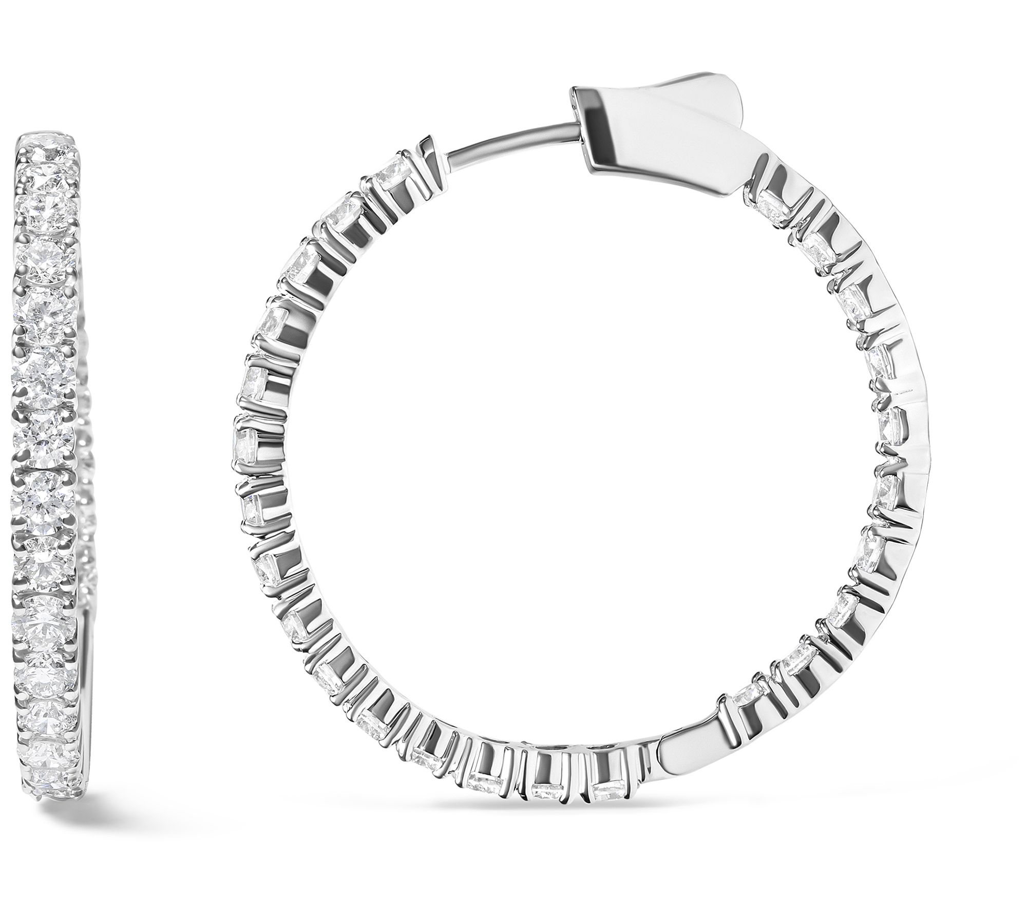 Haus of Brilliance Lab-Grown Diamond Round HoopEarrings, 14K