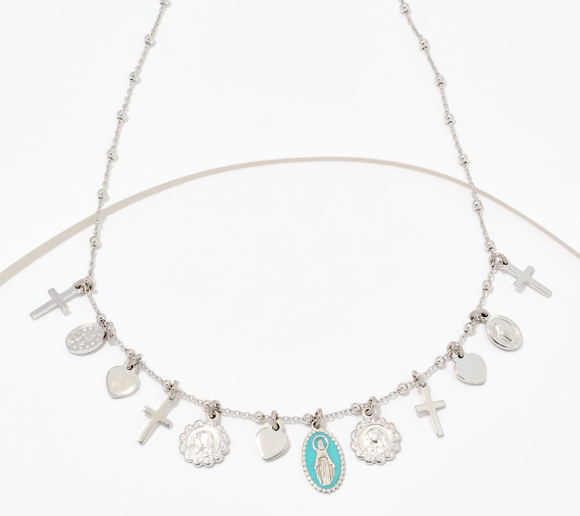 David Markstein Sterling Silver Heart & Cross Charm 17 + 3