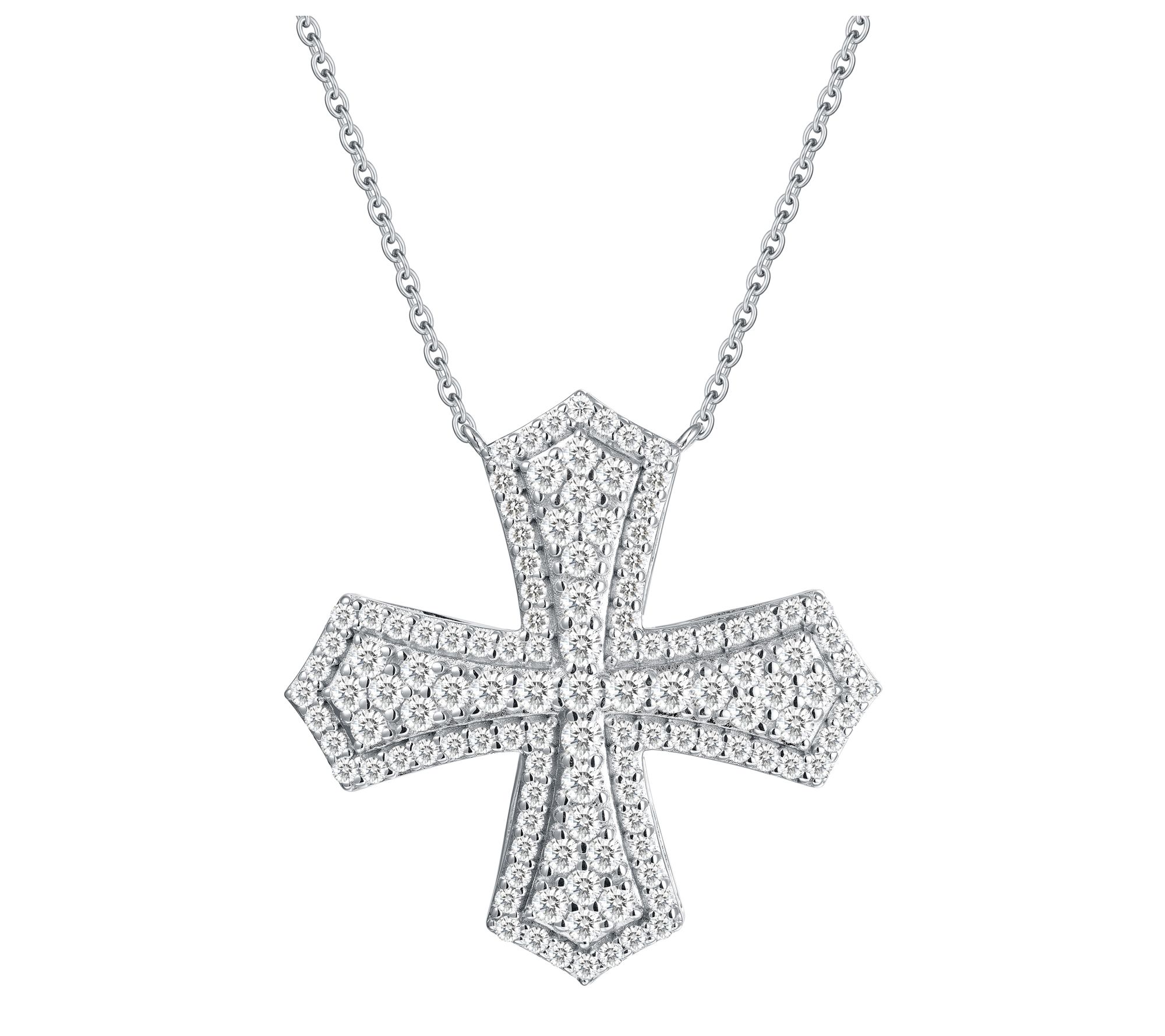 Diamonique x Jennifer Miller Pave Cross Necklace, Sterling