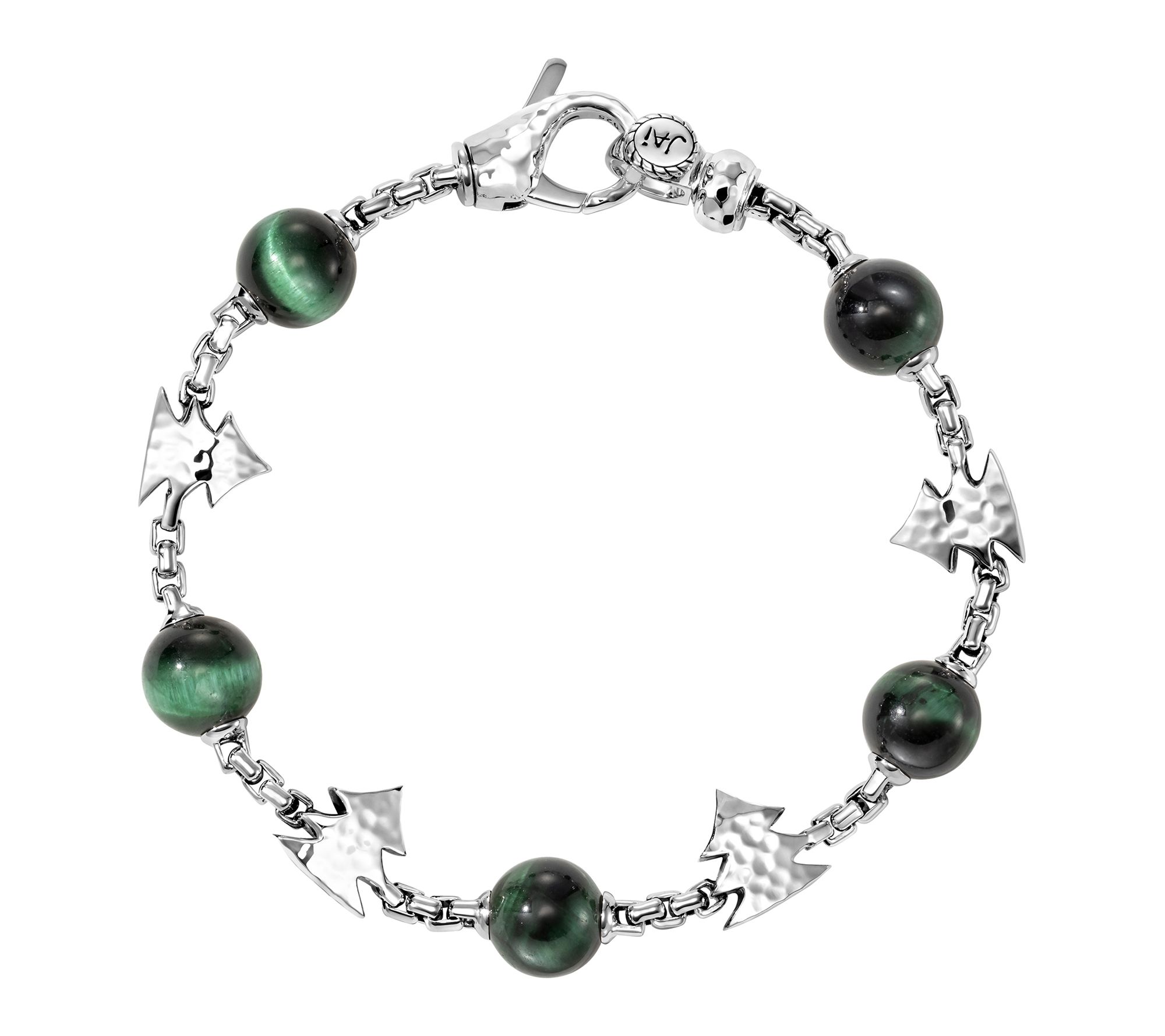 JAI Sterling Holiday Symbol Gemstone Bead Box Chain Bracelet