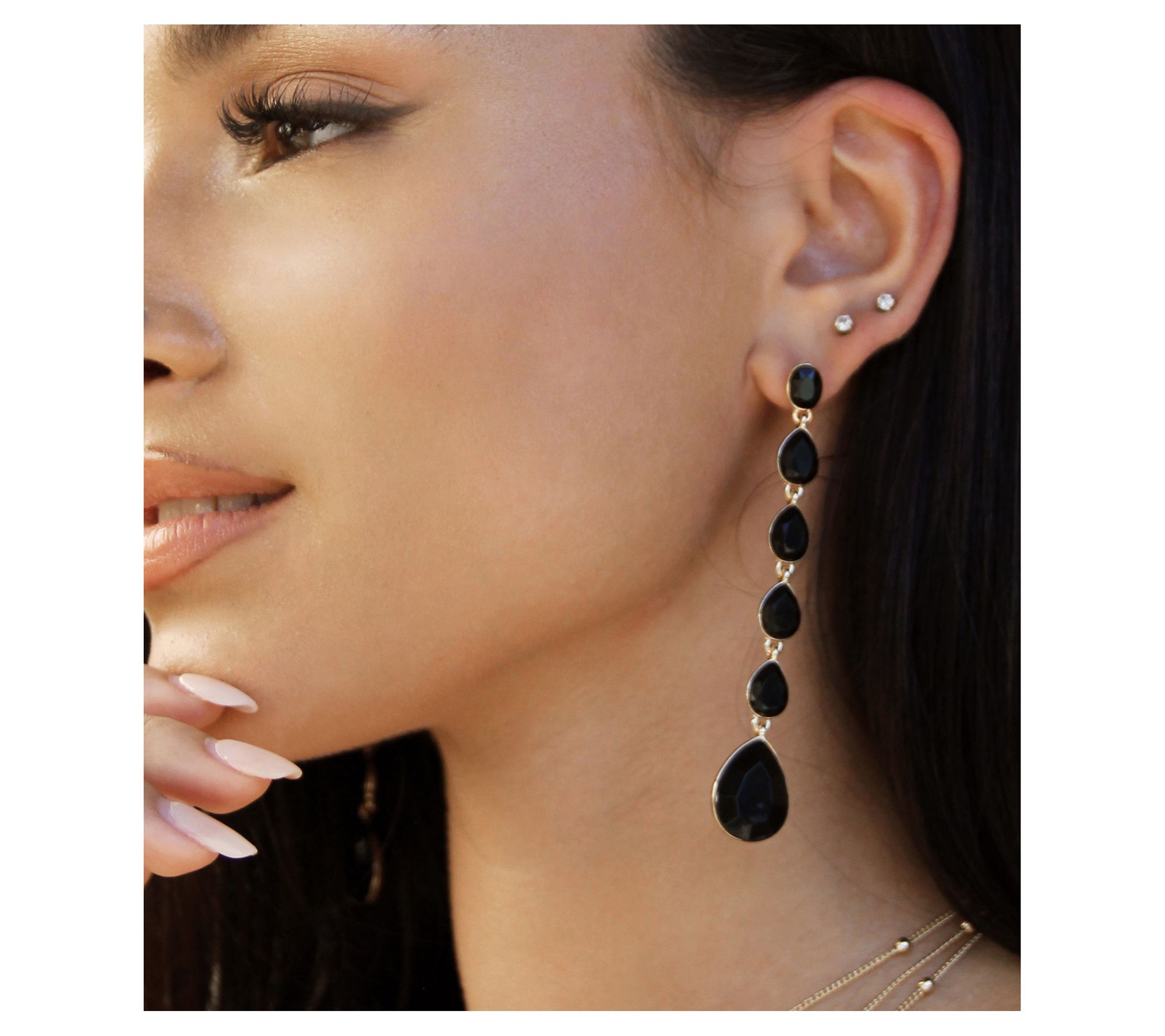 Ettika Black Crystal Drop Earrings