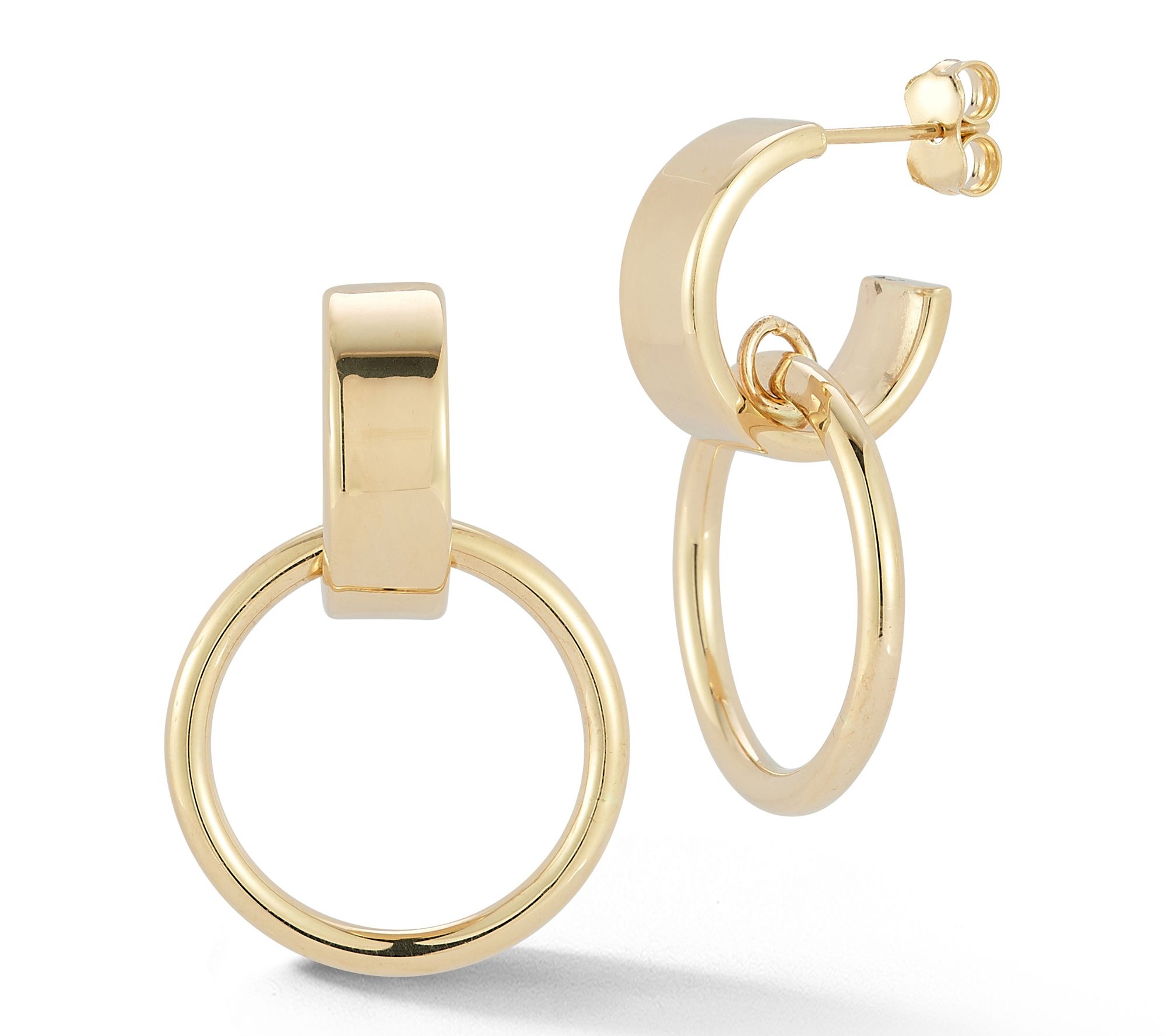 Luminosa Gold Double Hoop Drop Earrings, 14K