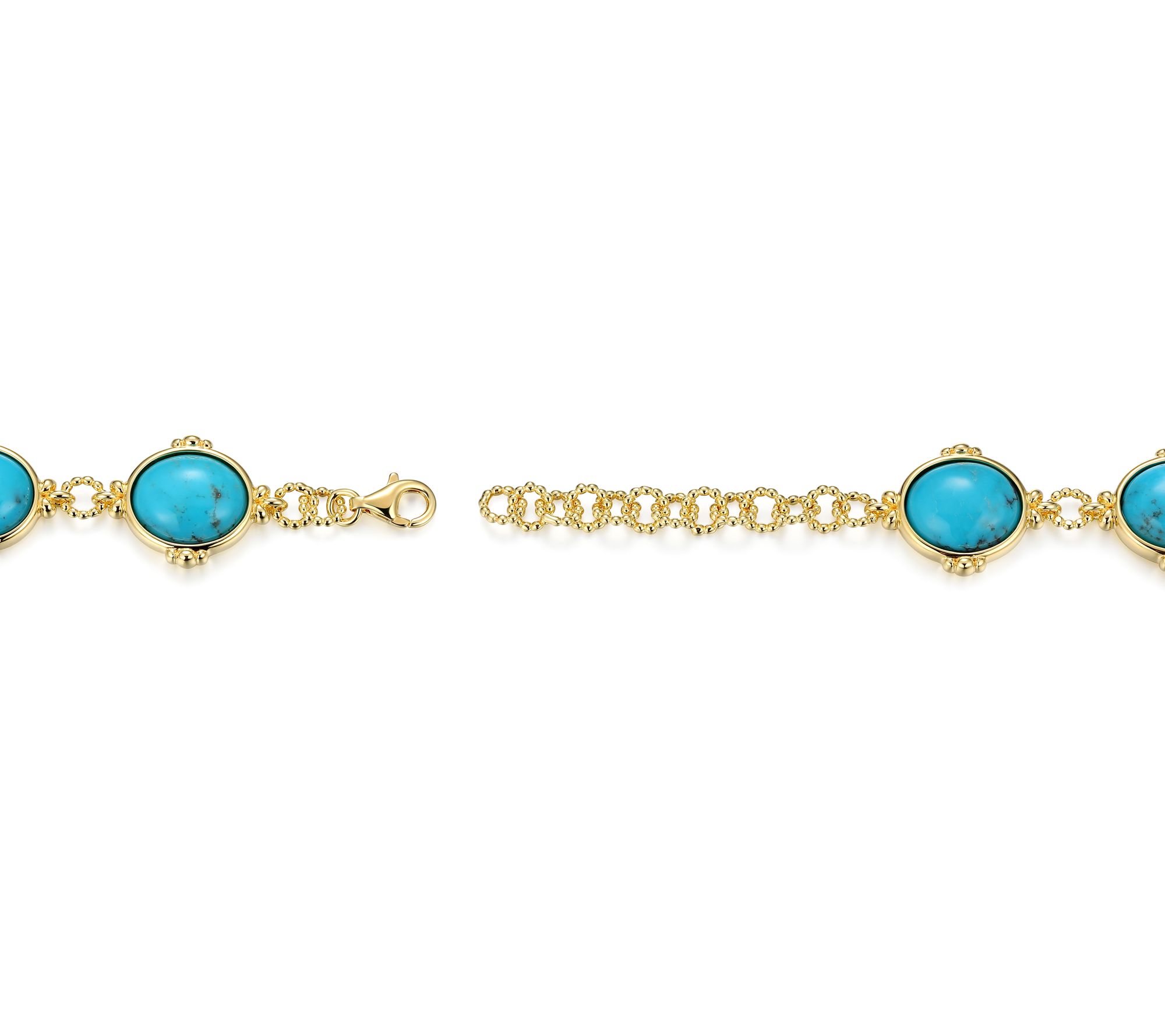 Affinity Gems Turquoise Link Bracelet,18K GoldPlated