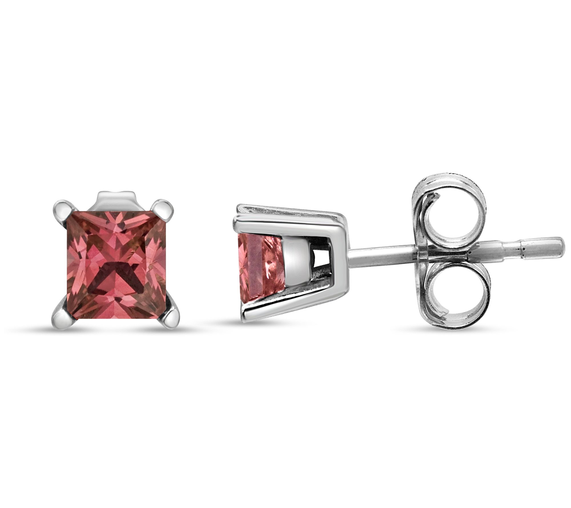 Haus of Brilliance Princess Lab-Grown Pink Diamond Earrings