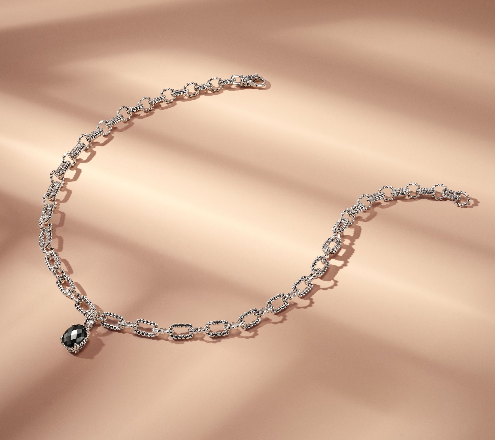 JAI Sterling Silver Hammered Bead Bold Link 18