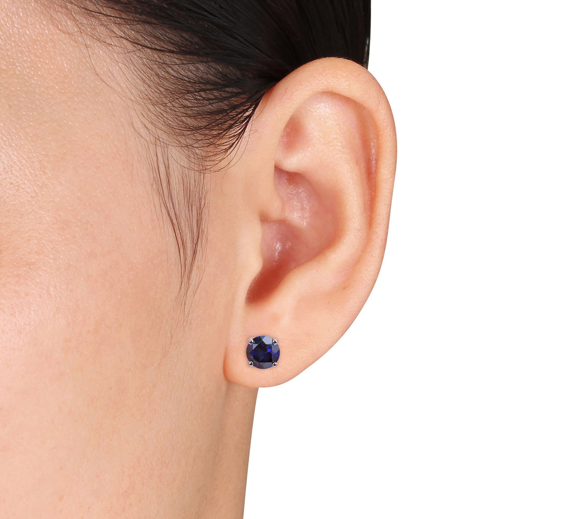 Sterling Silver Created Sapphire Earring & Necklace Set