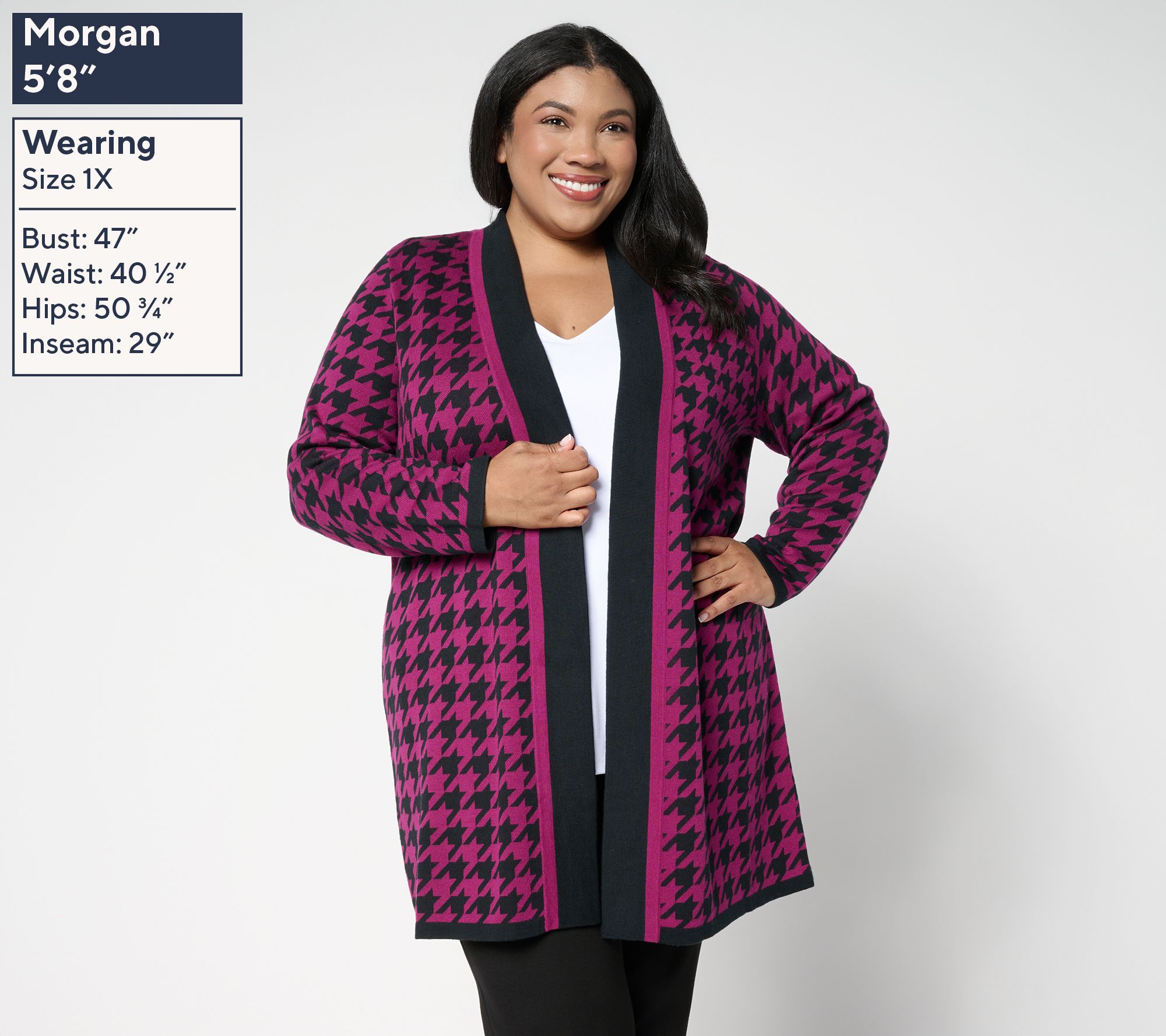 Branids Dress Out Loud Regular Houndstooth Duster Cardigan