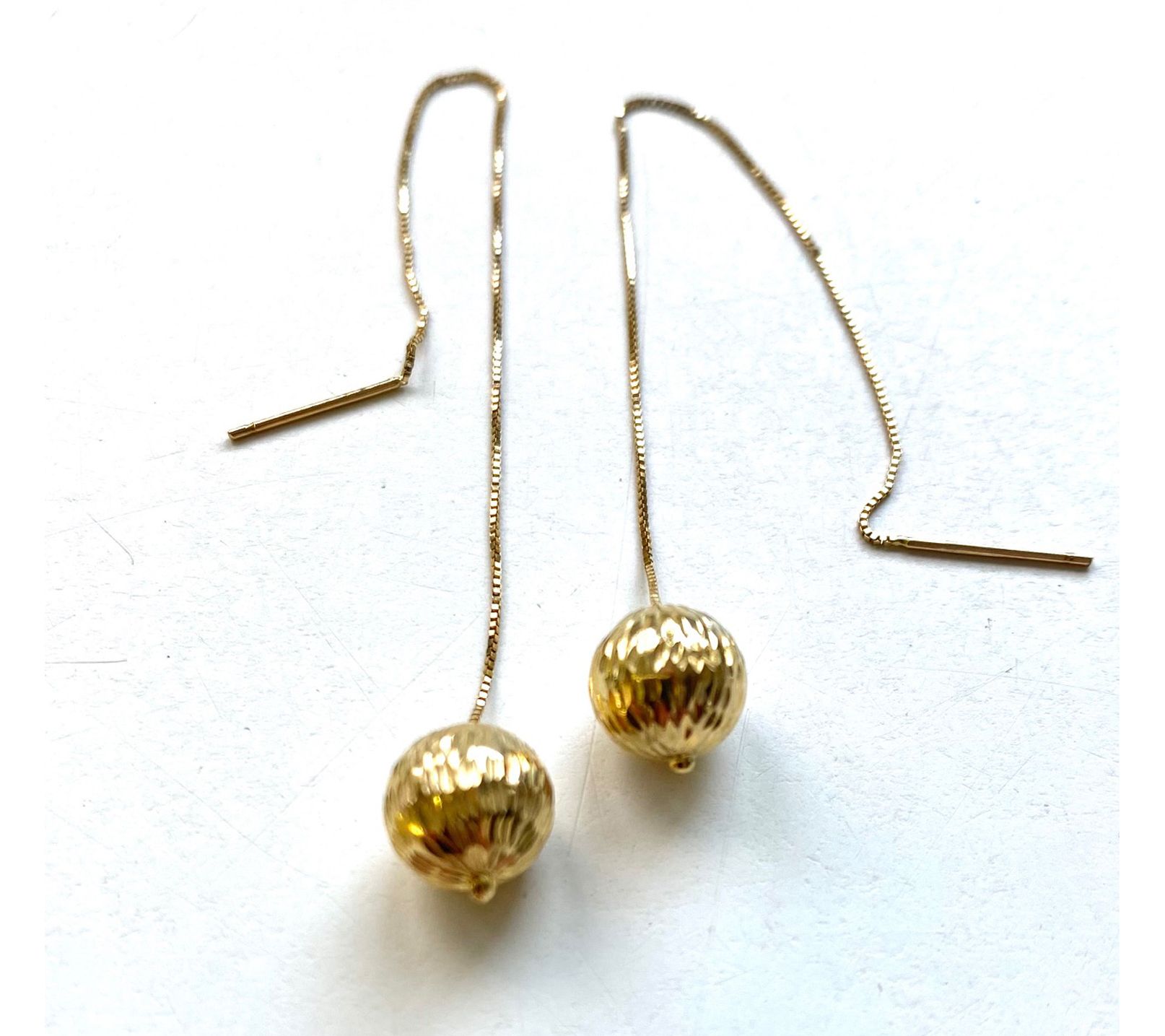 Alkeme 14K Gold Faceted Orb Threader Earrings