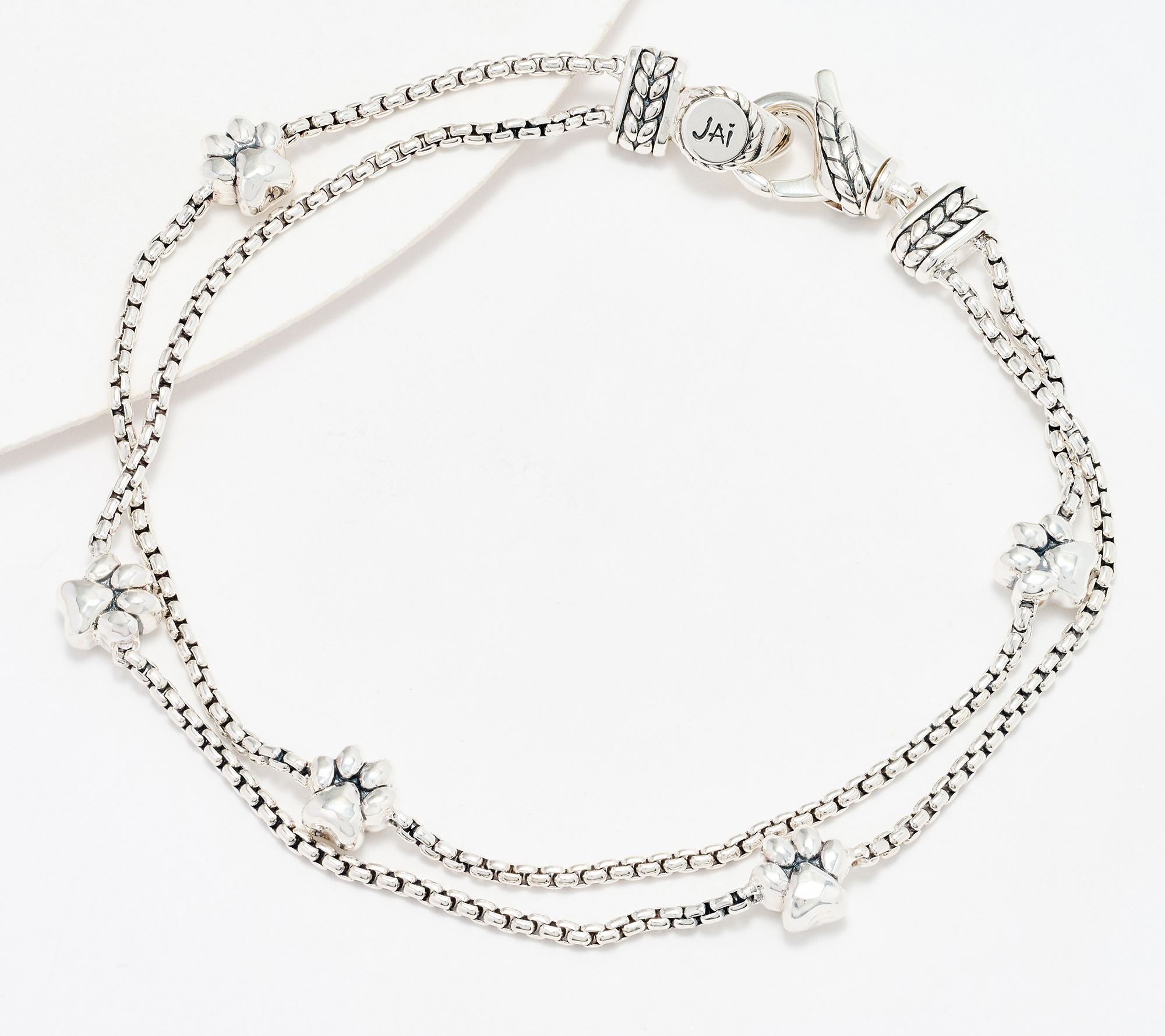 JAI Sterling Silver Baby Box Chain Symbols of Love Bracelet, 9.5g