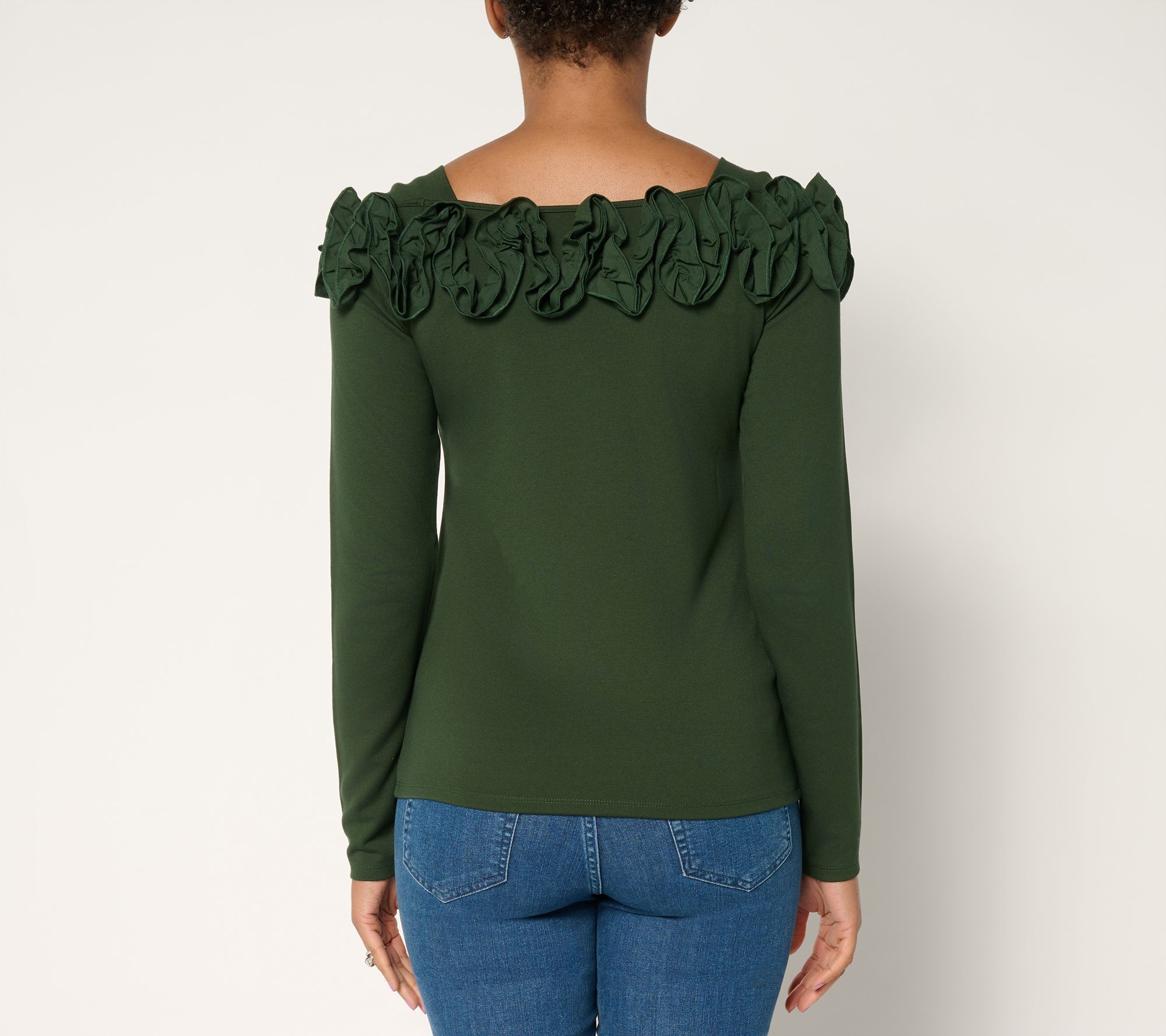 BEAUTIFUL by Lawrence Zarian Silky Ponte Top with Rosette Detail