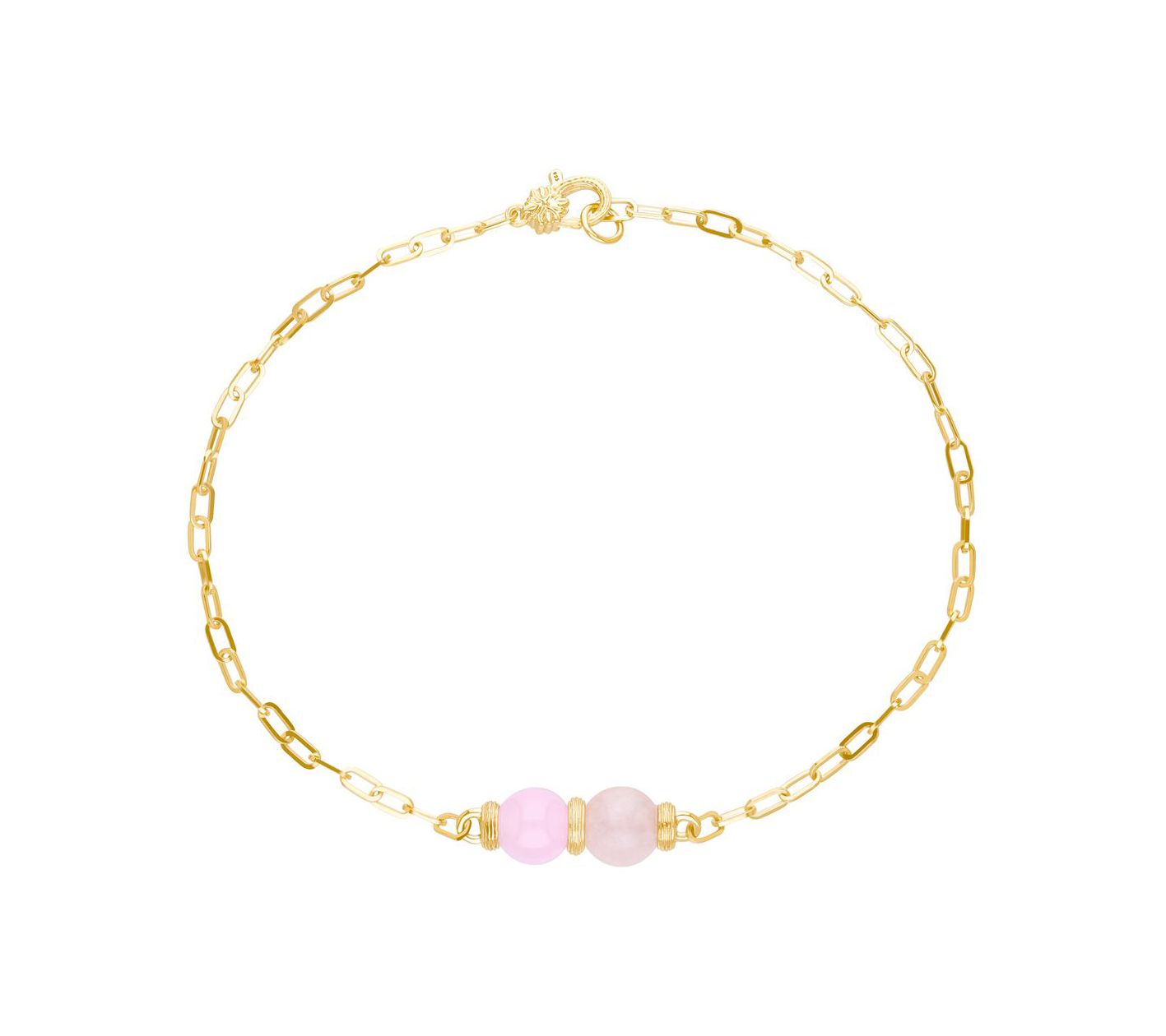 Ariva 18K Gold Clad Pink Jade Ankle Bracelet