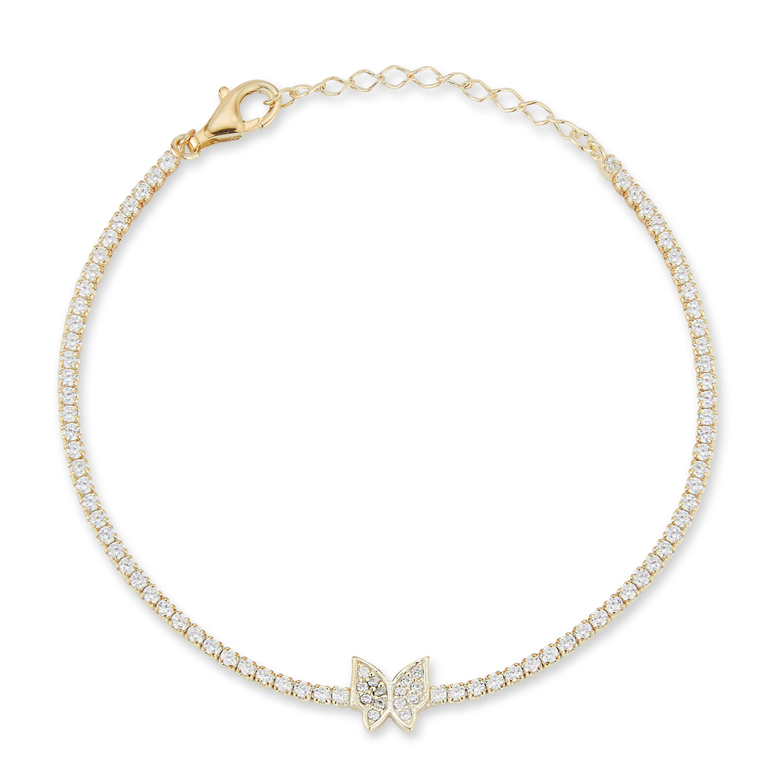 Sterlina Silver Butterfly Tenn is Bracelet, St erling