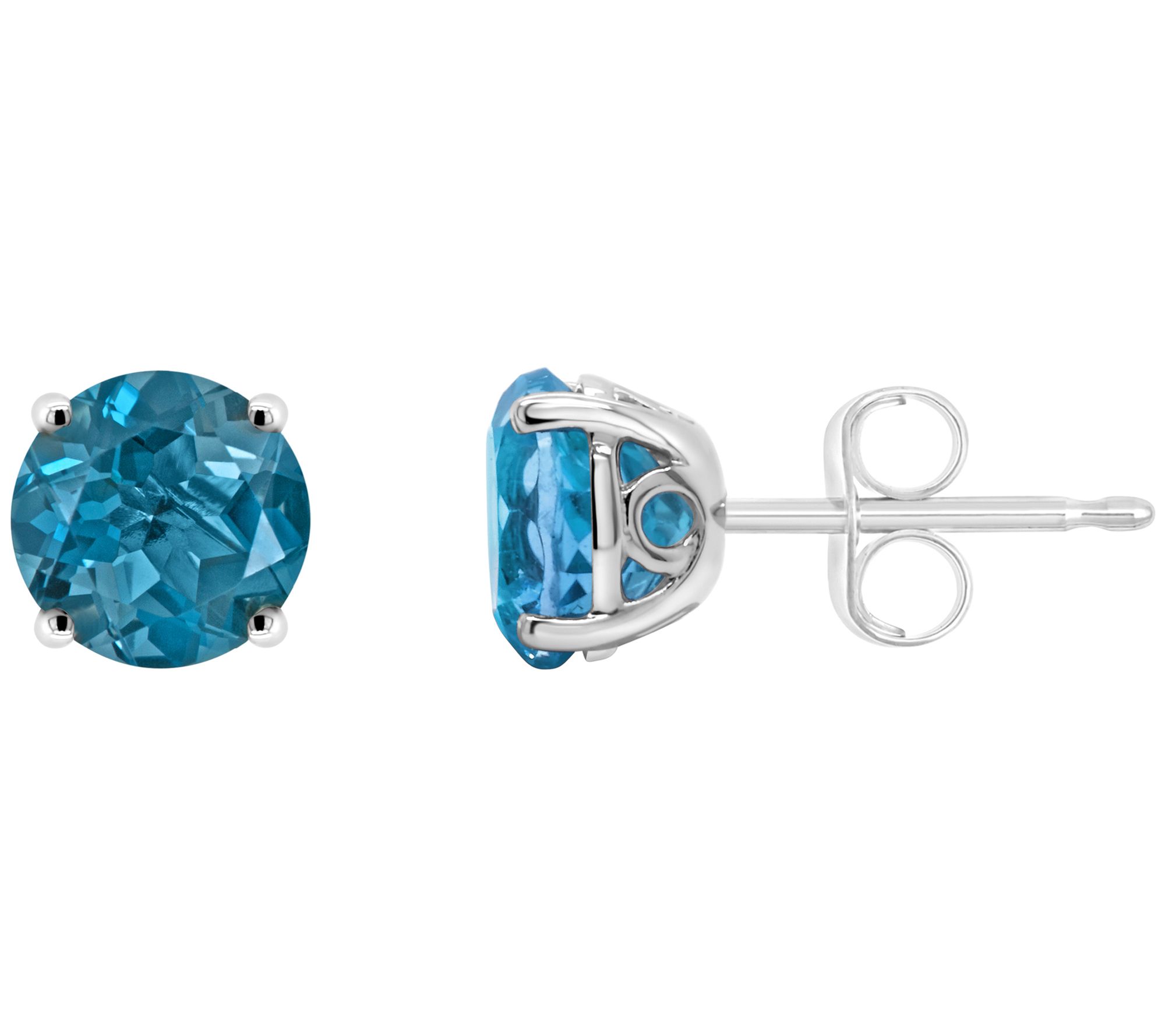 Sterling Silver Round 1.90 cttw London Blue Topaz Earrings