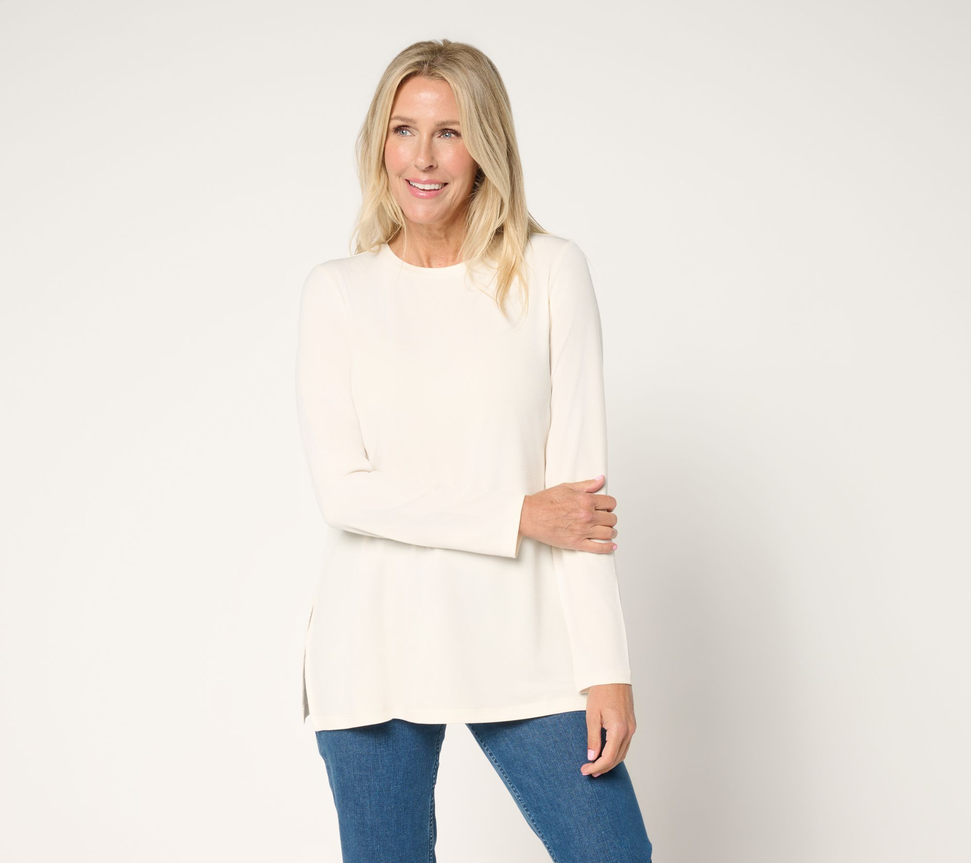 Susan Graver Essentials Liquid Knit Crew Neck Top