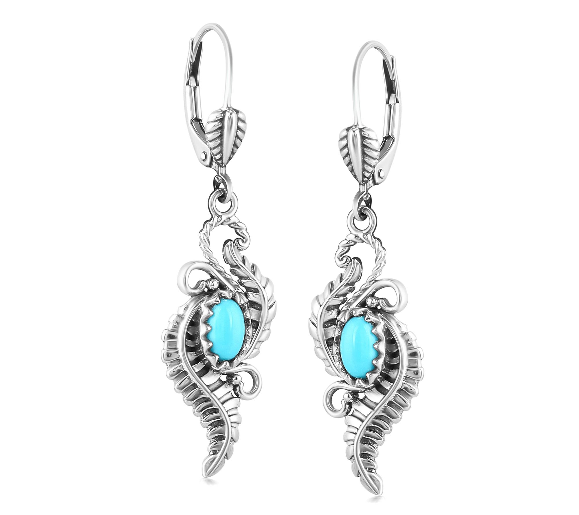 American West Sterling Vine & Leaf Gemstone Earrings