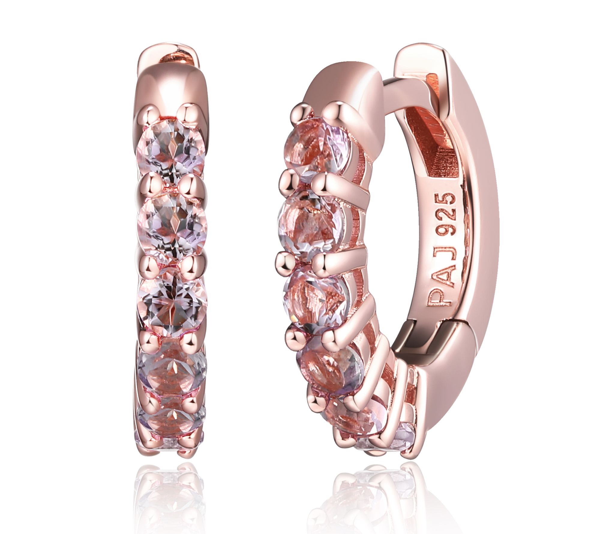 Affinity Gems Amethyst Hoop Earrings, 18K R ose Gold Plated