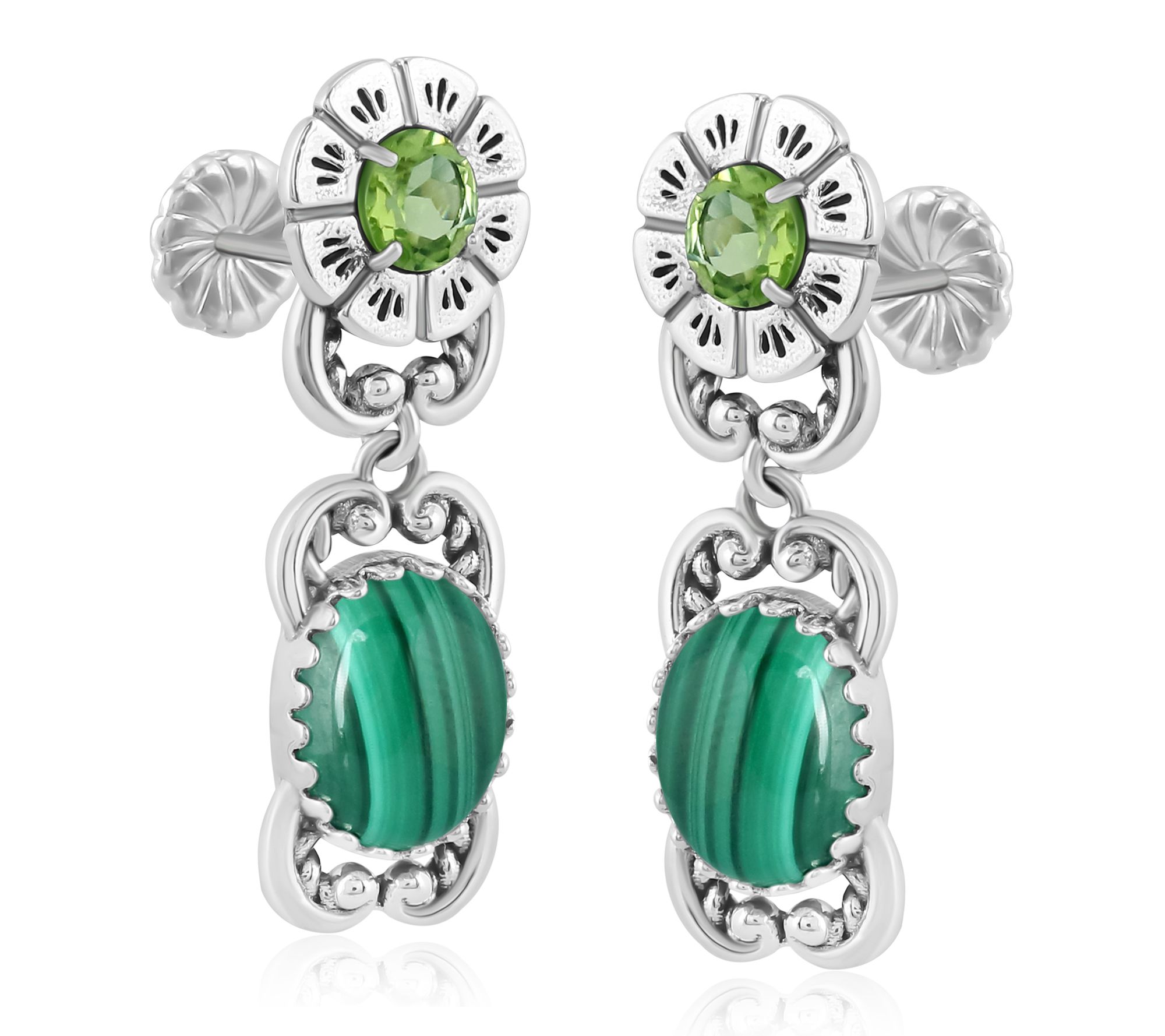 American West Sterling Gemstone Desert Bloom Dangle Earrings