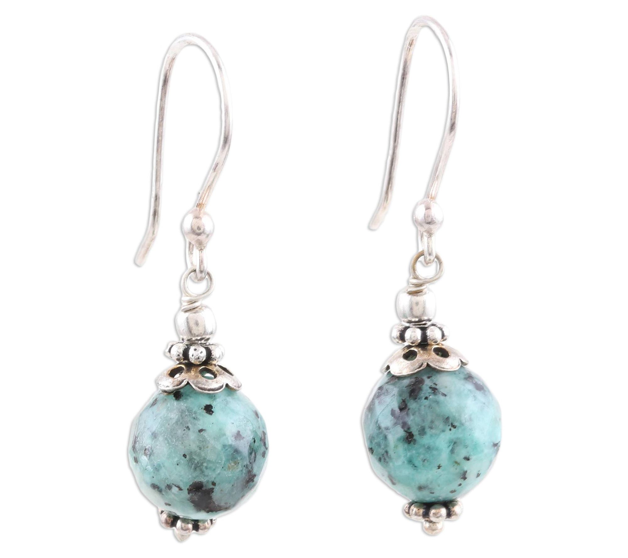 Novica Artisan Crafted Sterling Blue Agate Dangle Earrings