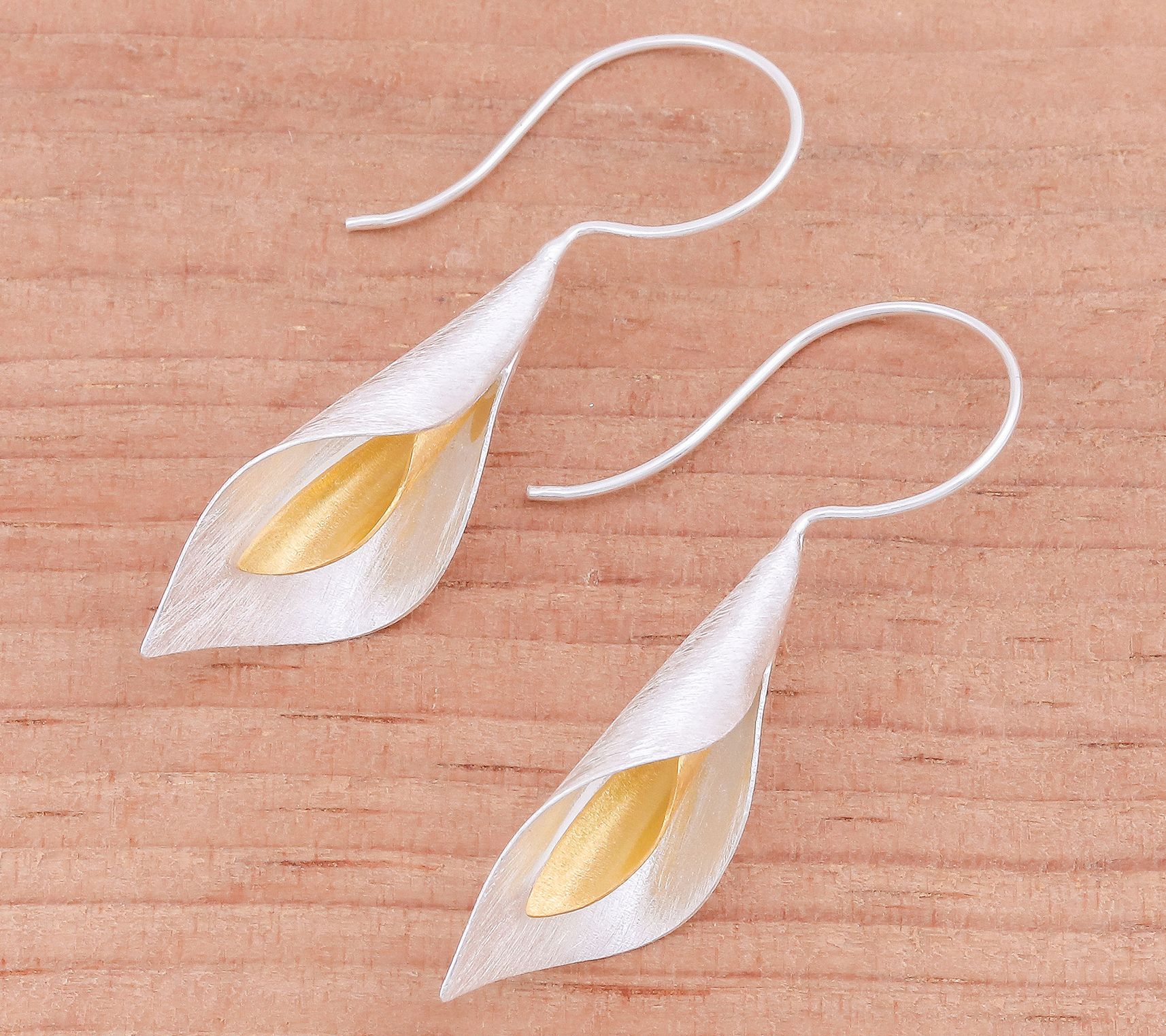 Novica Two-Tone Serene Lily Drop Earrings