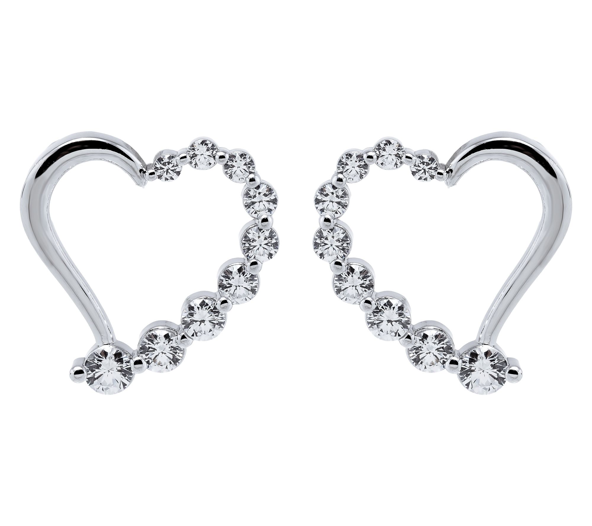 Diamonique 2.10 cttw Heart Hoop Earrings, Sterling Silver