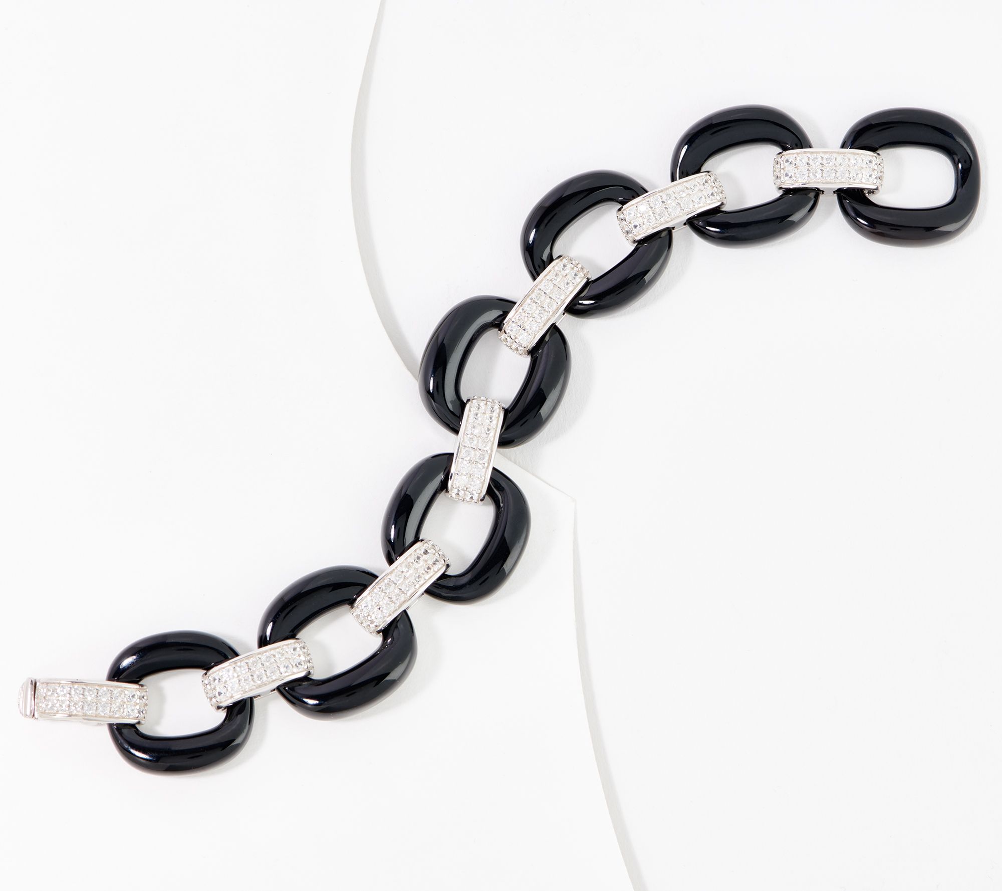 Affinity Gems Opaque Gemstone & White Zircon Link Bracelet, Sterling Silver