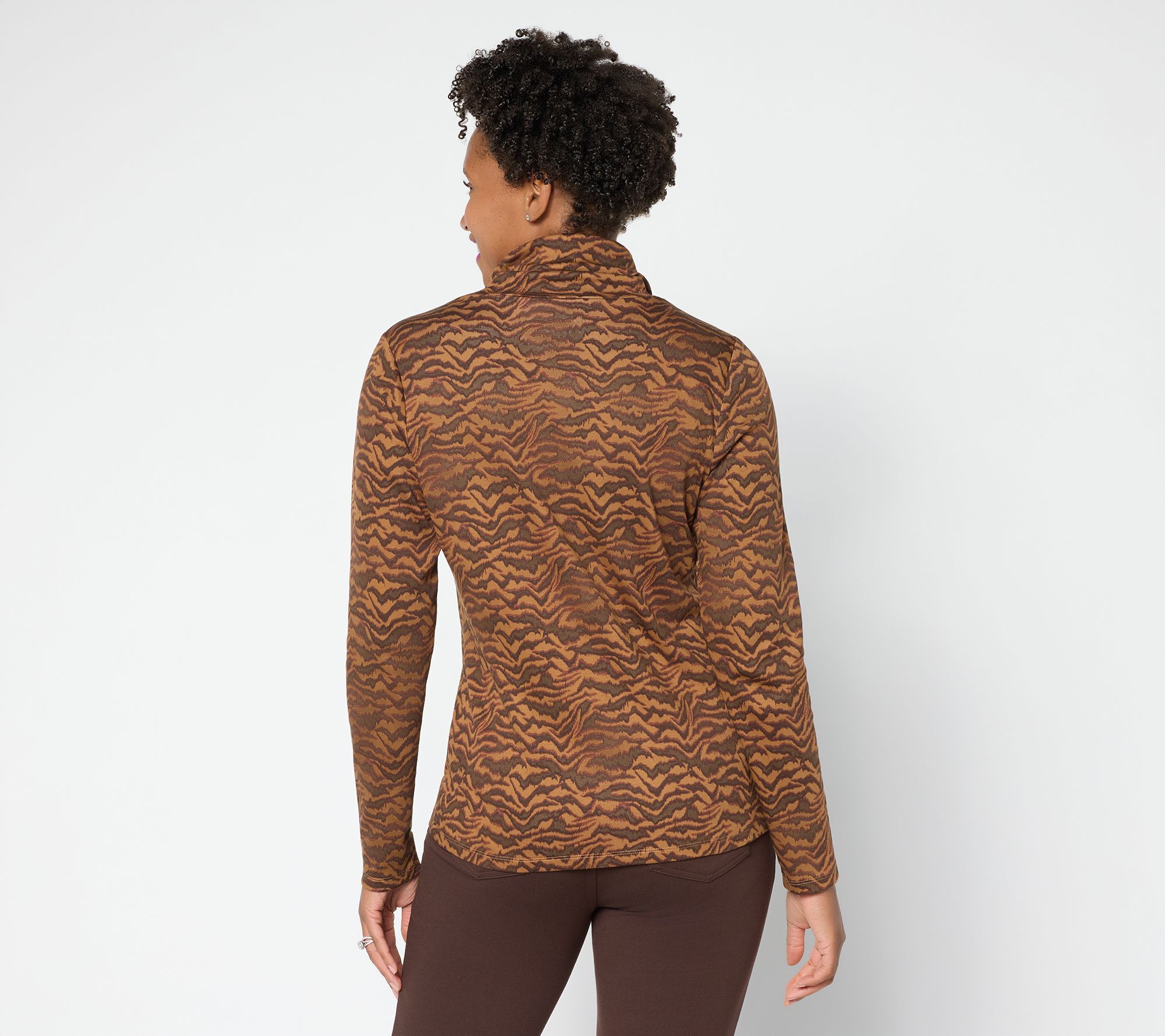 Martha Stewart Signature Printed Knit Turtleneck Top