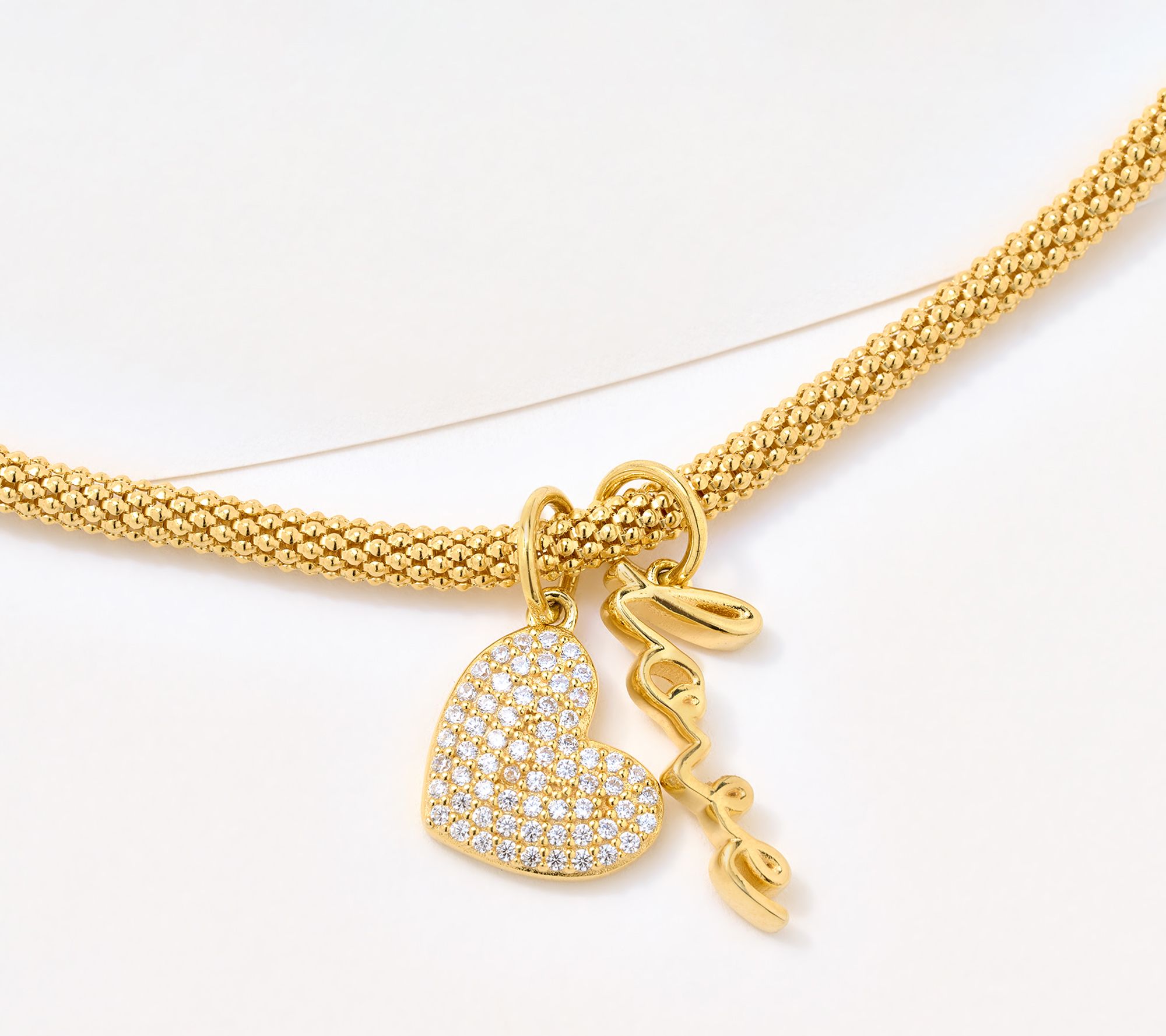 Diamonique 14K Gold Plated Choice of Motif Charm Bracelet with Gift Box