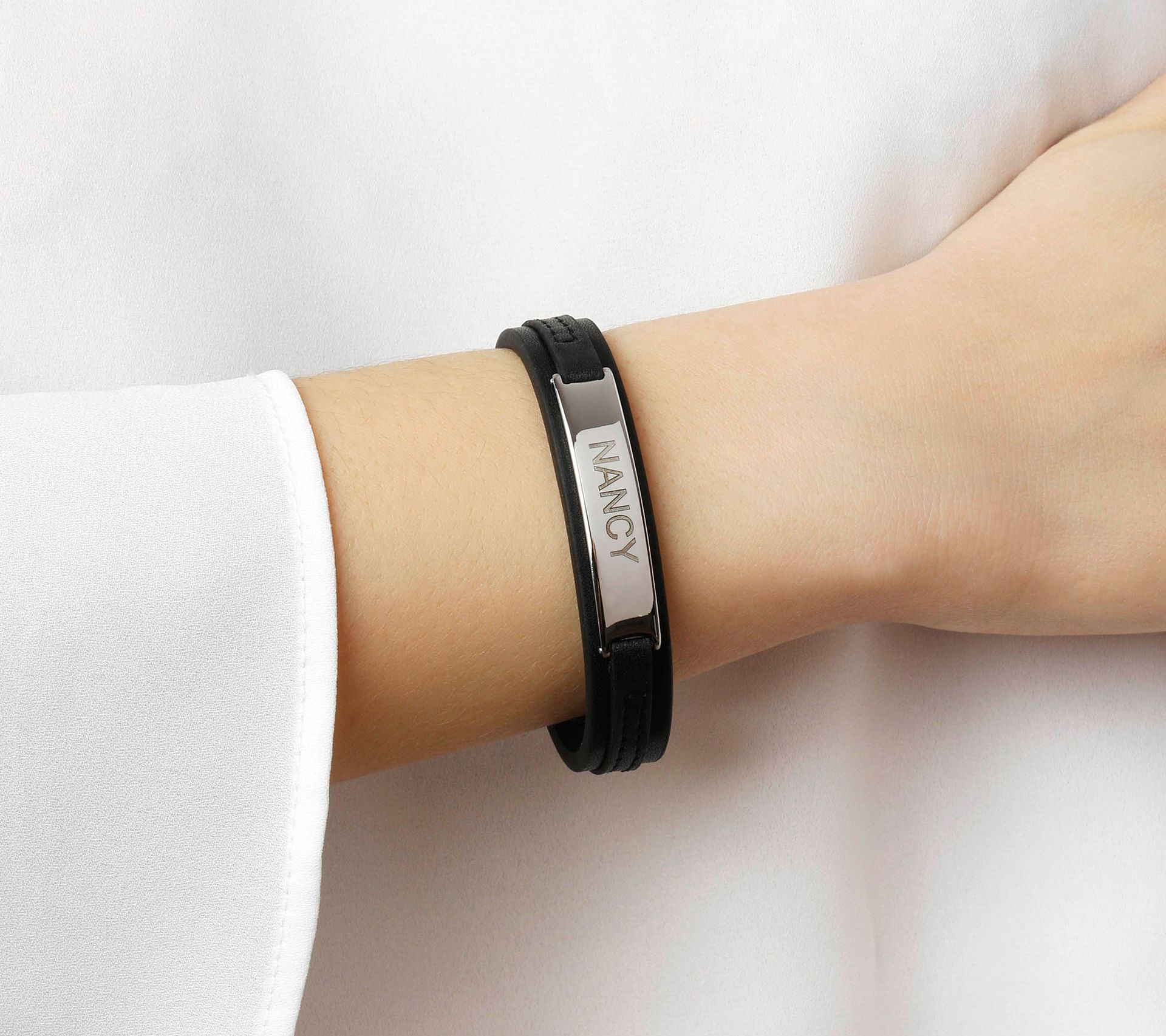 Steel by Design Personalized Leather Bracelet