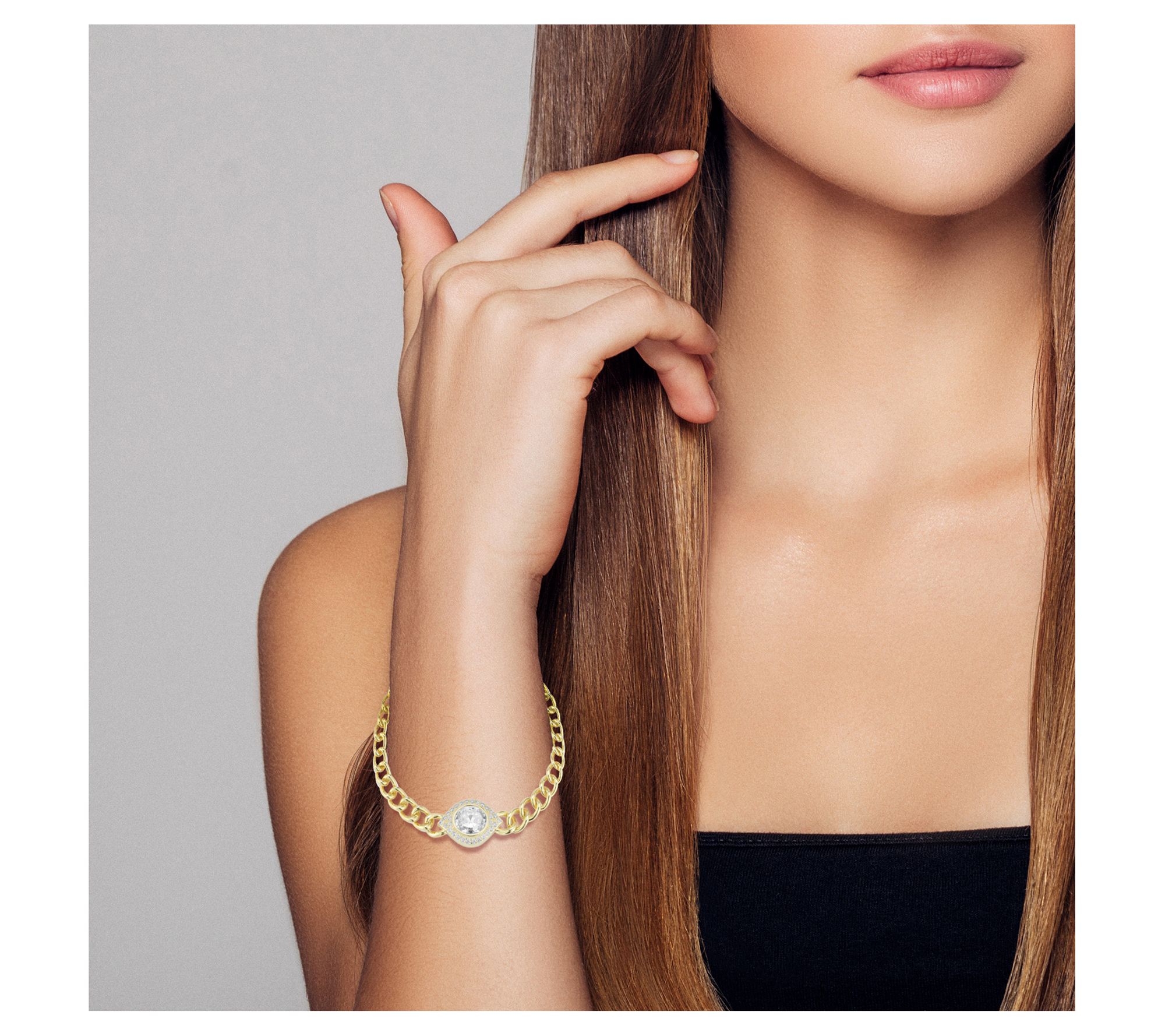 Sterlina Silver Chunky Evil Eye Bracelet, 14K Gold Plated