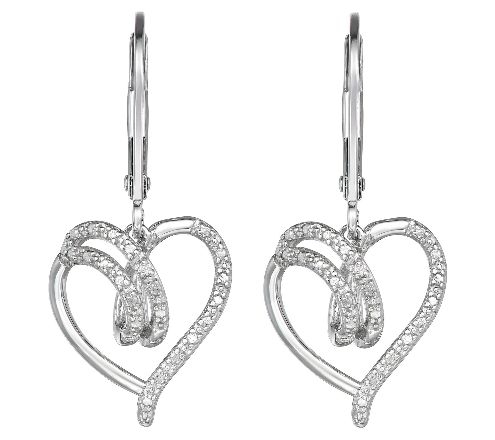 Sterling Silver Diamond Accent Open Heart Swirl Earrings