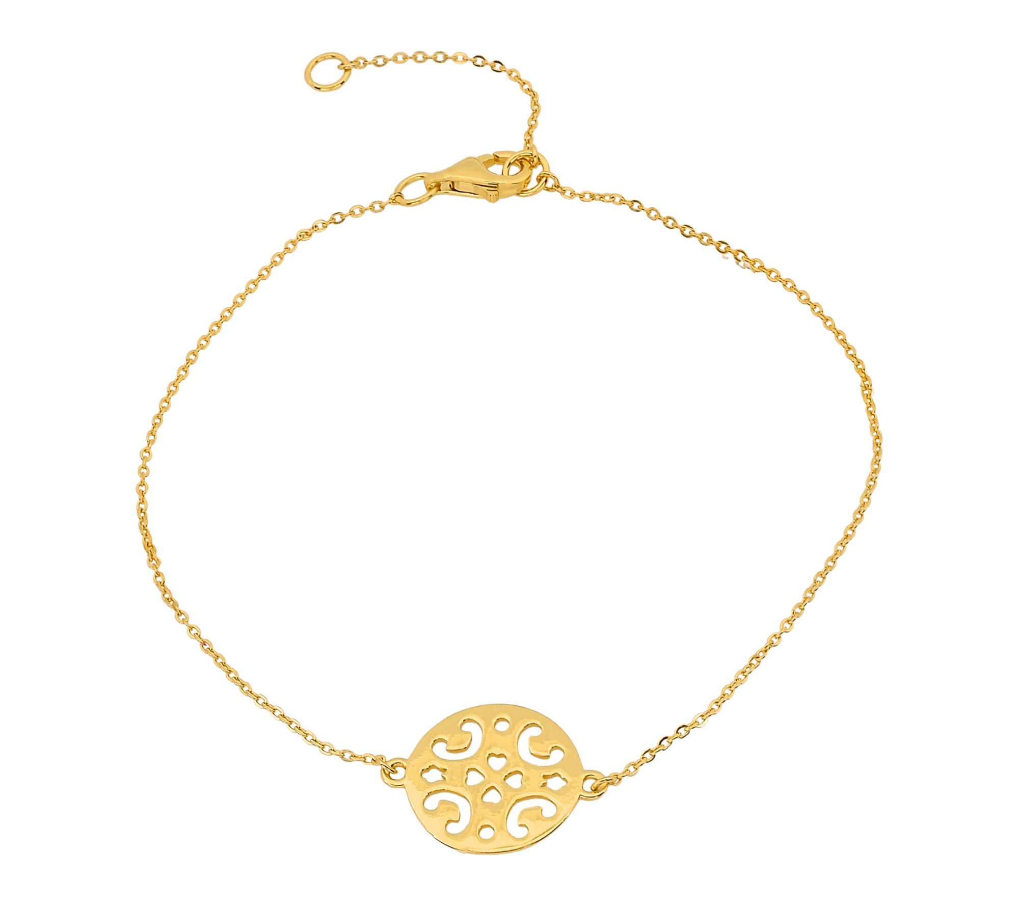 14K Gold Plated Open Work Station Bracelet