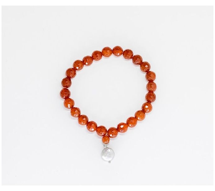 Alkeme 10K Gold STACK-EM Carnelian & Mother of Pearl Bracelet