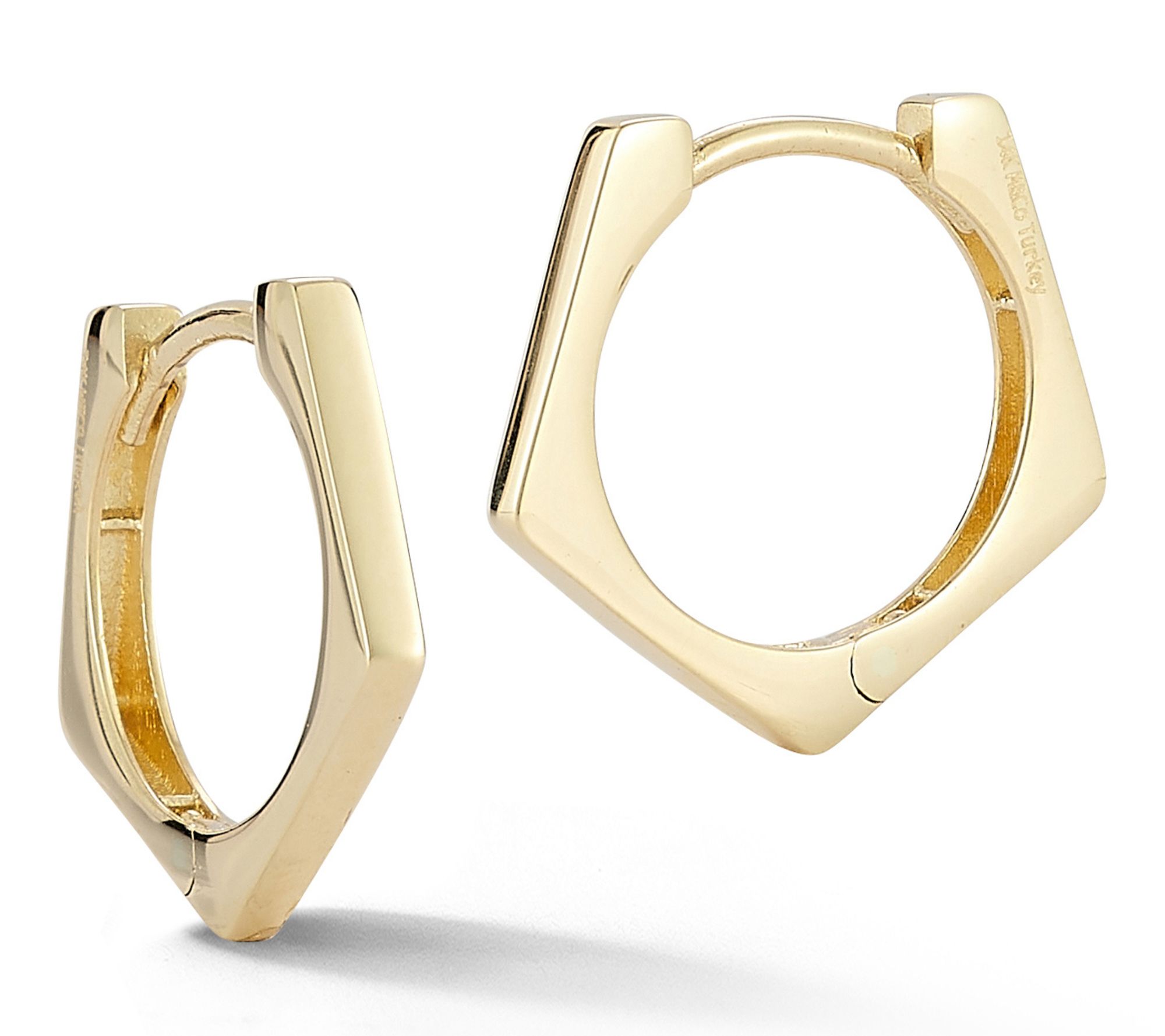Luminosa Gold Thin Pentagon Hoop Earrings, 14K