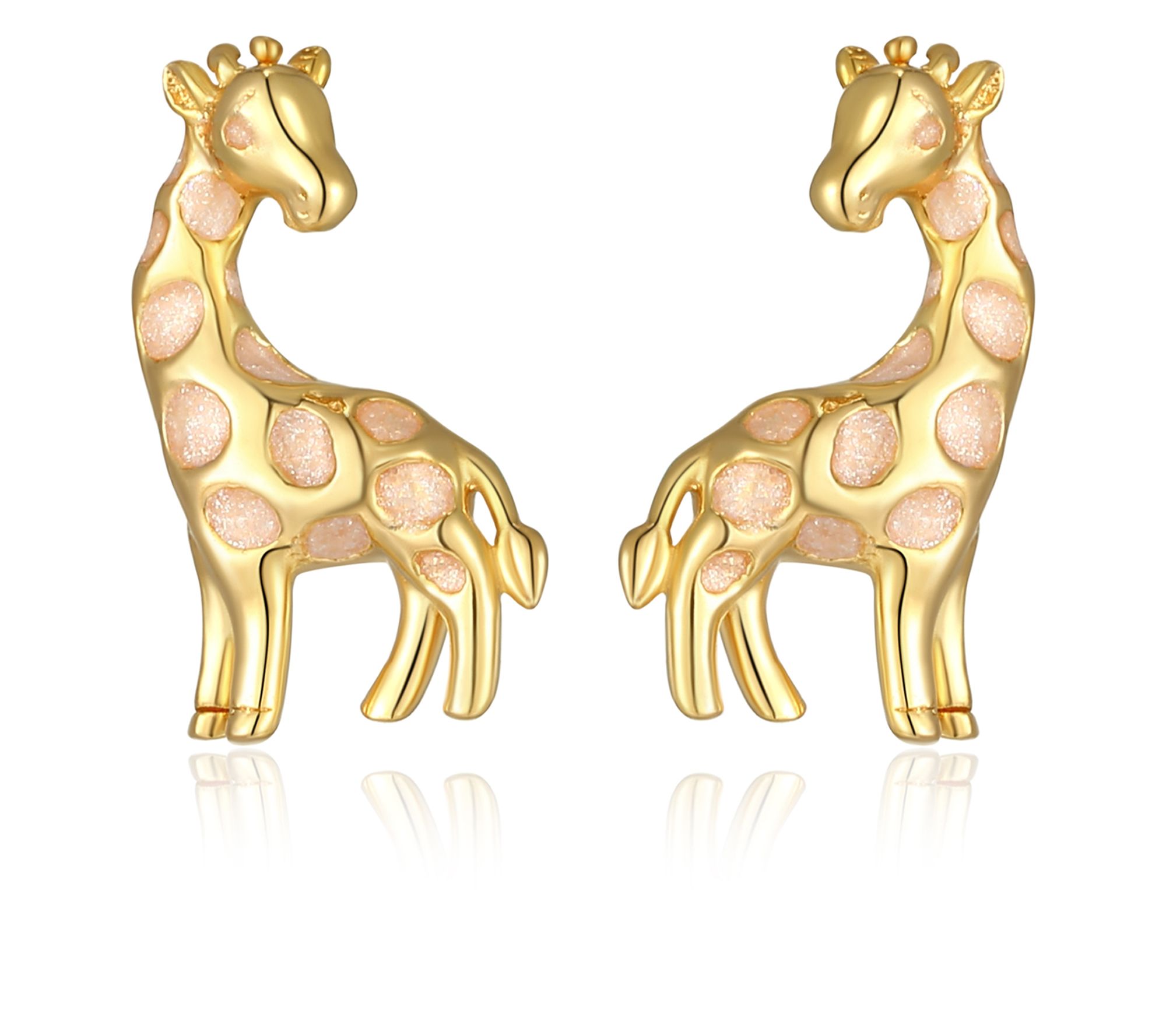 Silver Style Giraffe Stud Earrings, 18K Gold Clad