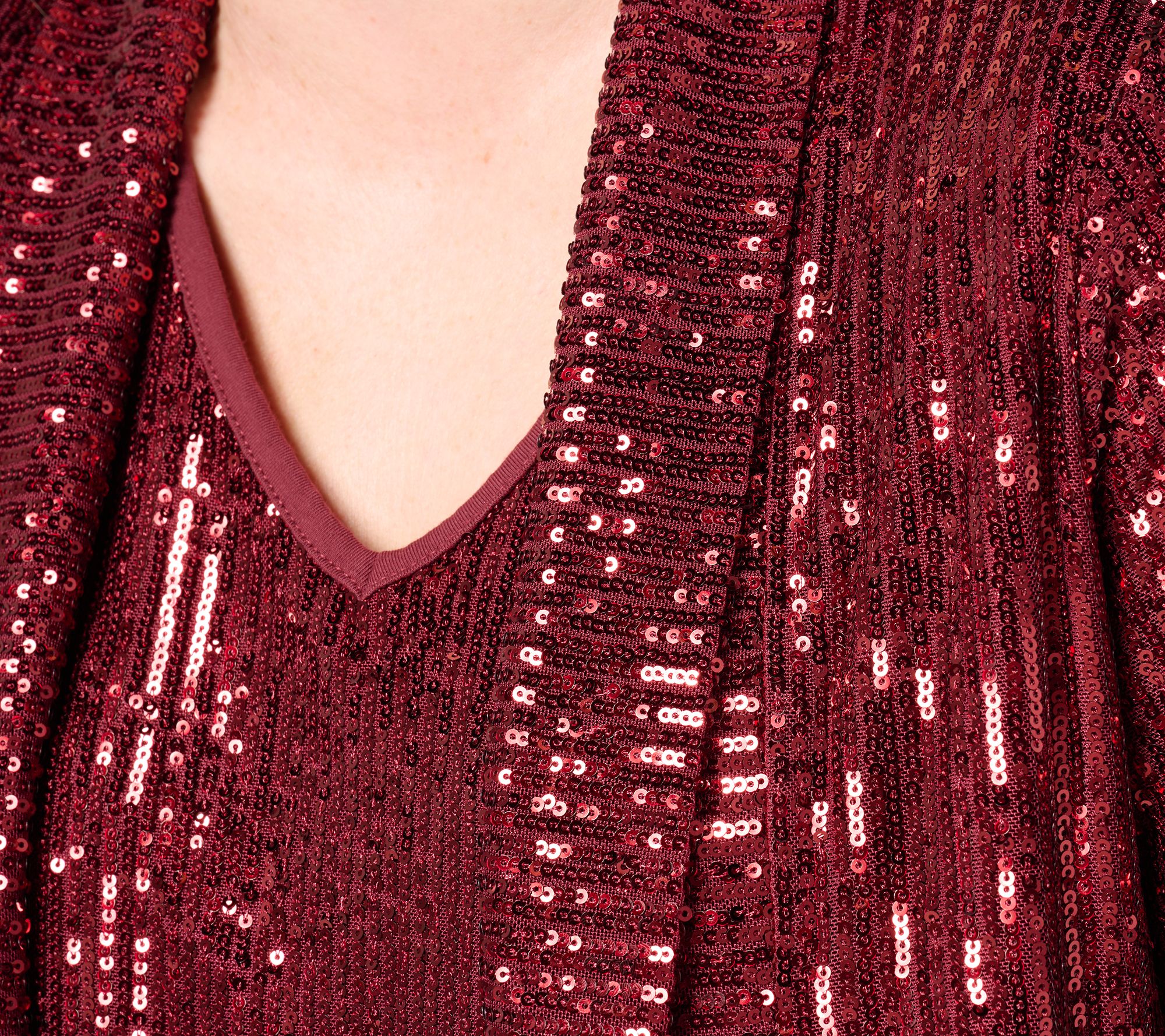 Jingle Belles by Kim Gravel Sequin Mesh Open Front Topper