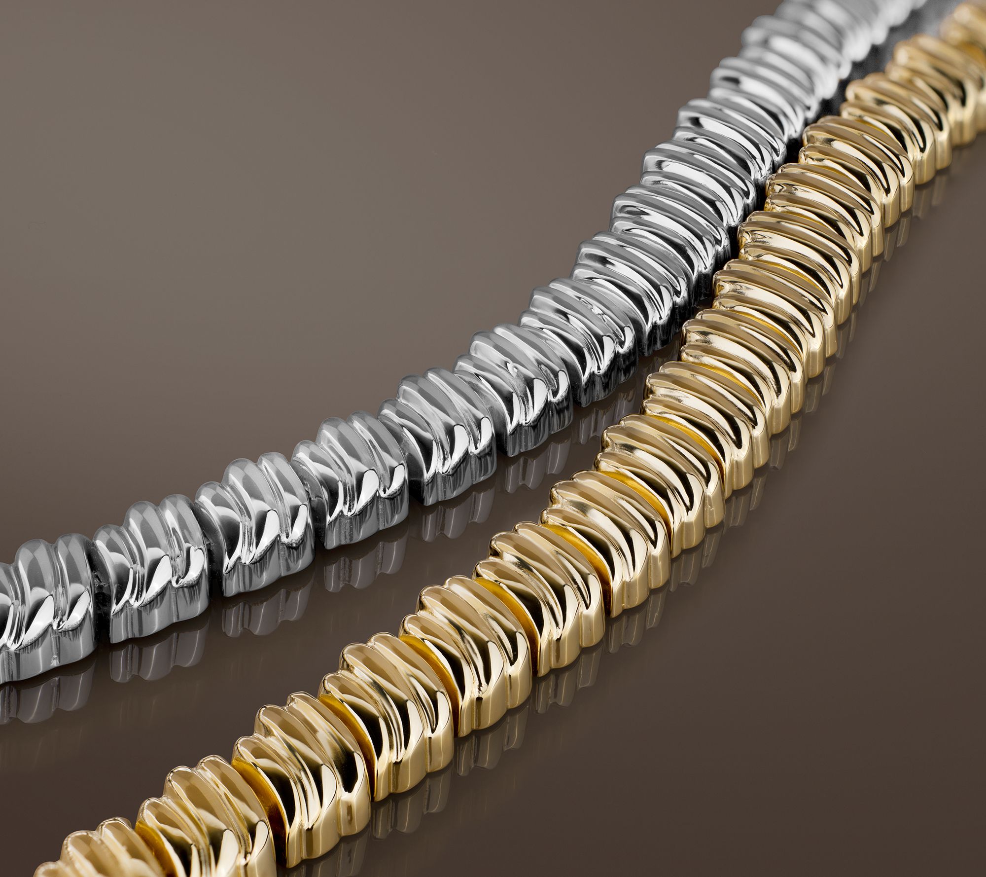 Christian James by Scott Grimes 14K Gold Clad Ripple Link Bracelet, 13.0g