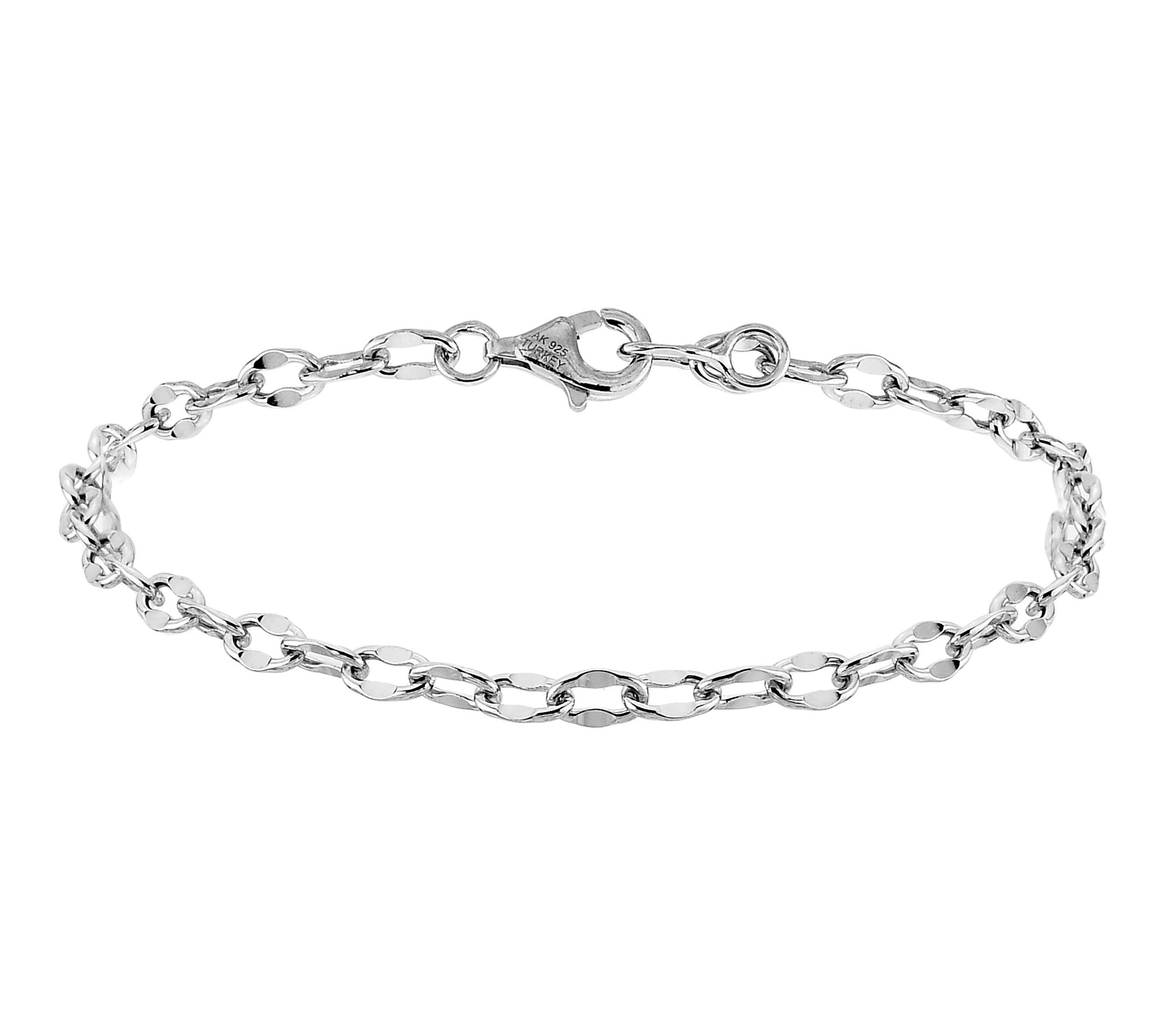 Silver Style 3.5mm Solid Mirror Link Chain Bracelet, Sterling