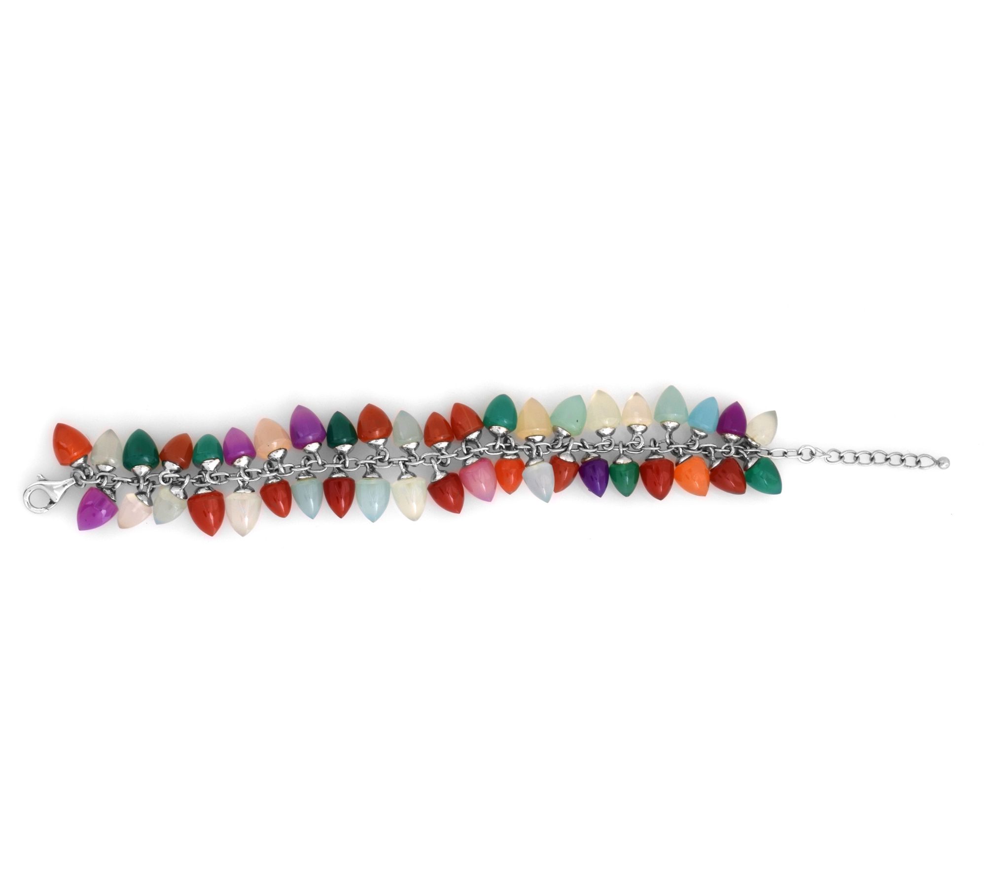 Sterling Silver Multi-Color Chalcedony Bead Bracelet
