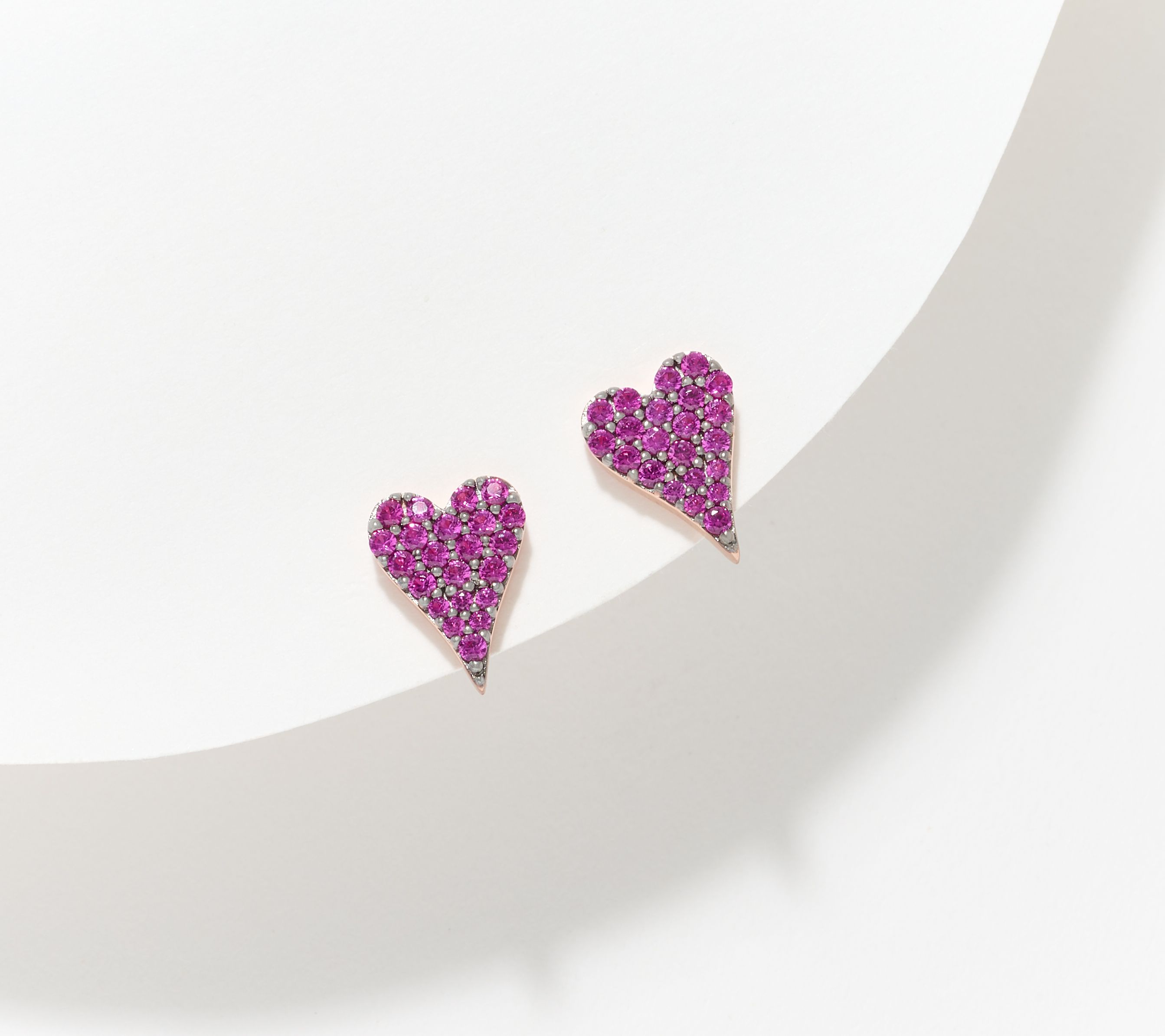 Diamonique x Jennifer Miller Elongated Pave Heart Stud Earrings, Sterl