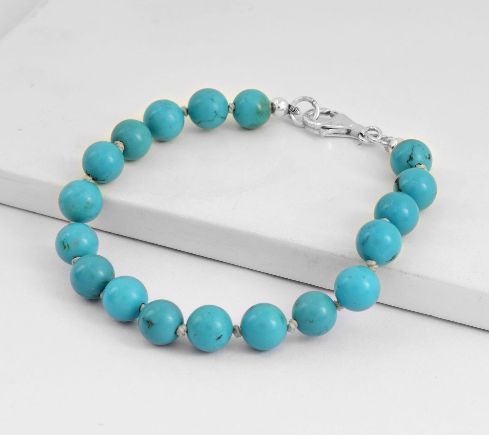 Sterling Silver Turquoise Beaded Bracelet
