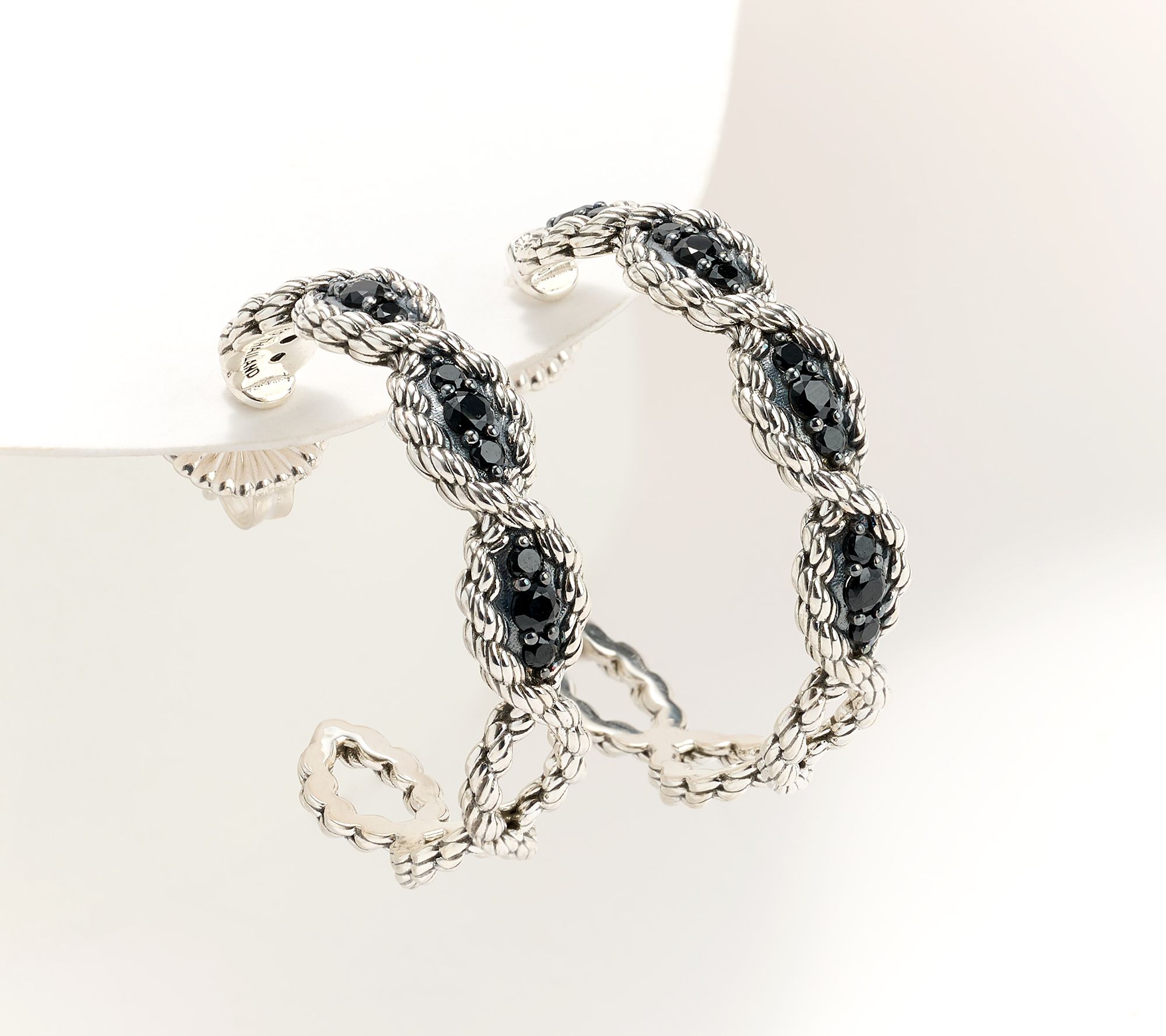 JAI Ireland Sterling Silver Cara Rope Pave Gemstone 1 1/4