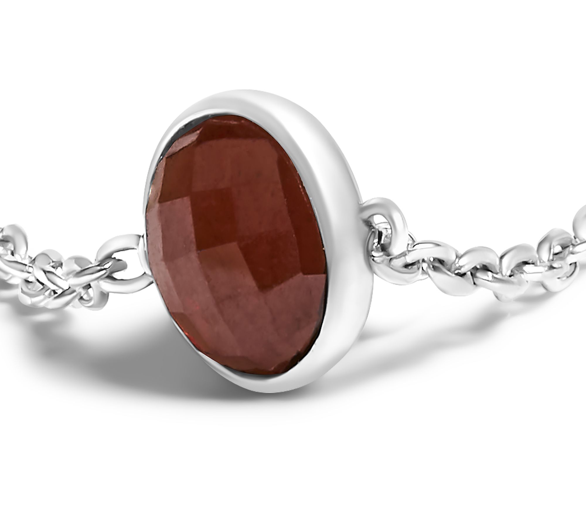 Haus of Brilliance Red Garnet Station Necklace,Sterling