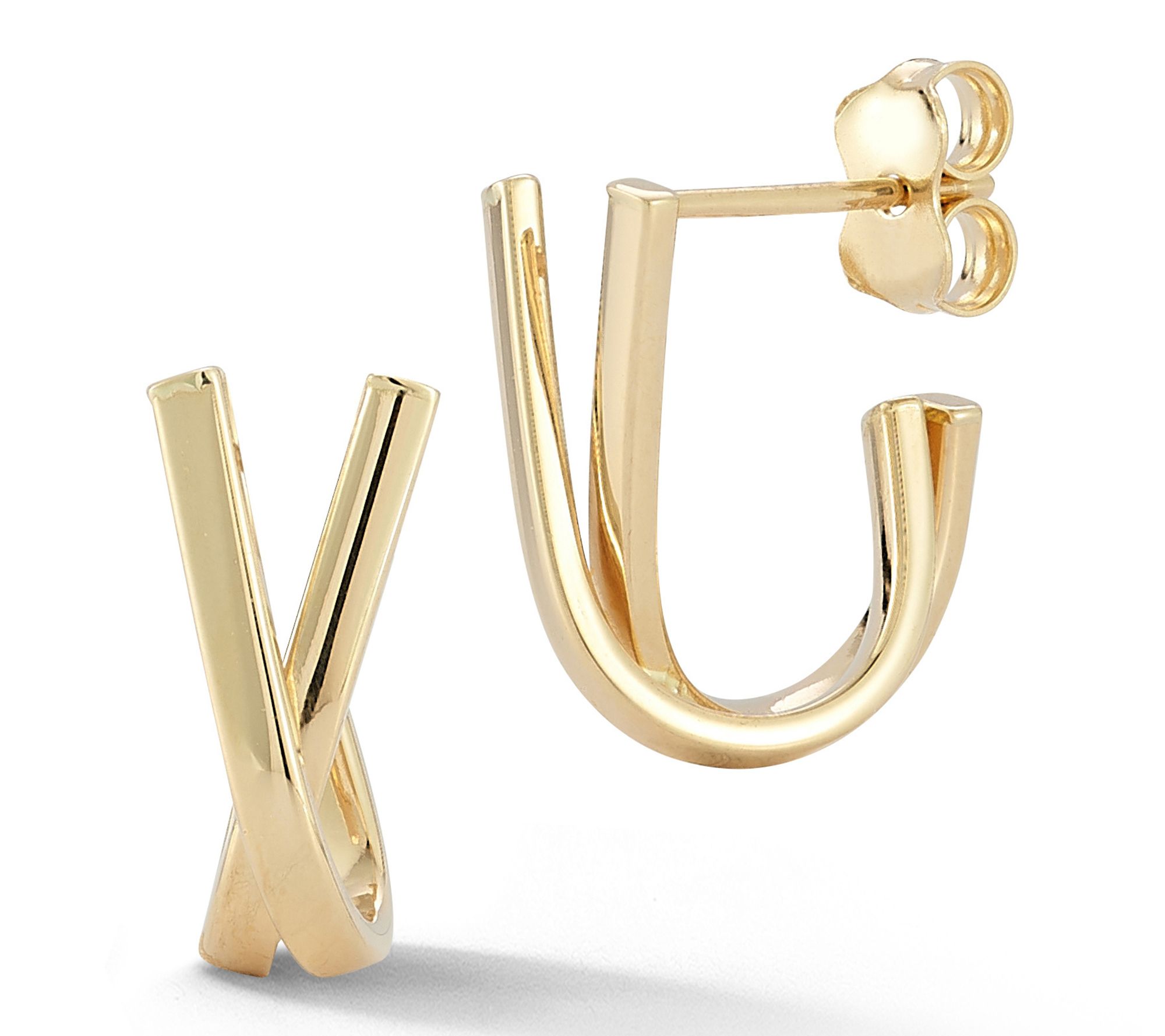 Luminosa Gold Criss Cross J-Hoop Earrings, 14K