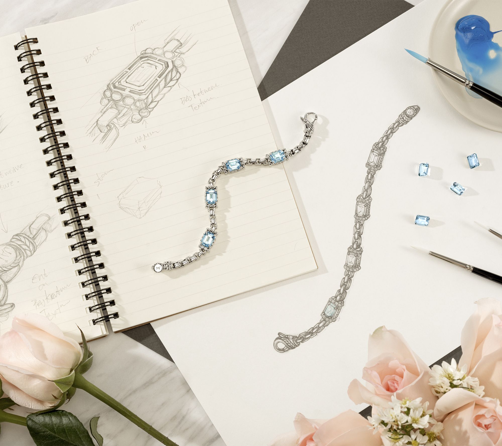 JAI Sterling Silver 8 cttw Gemstone 5.3mm Box Chain Bracelet