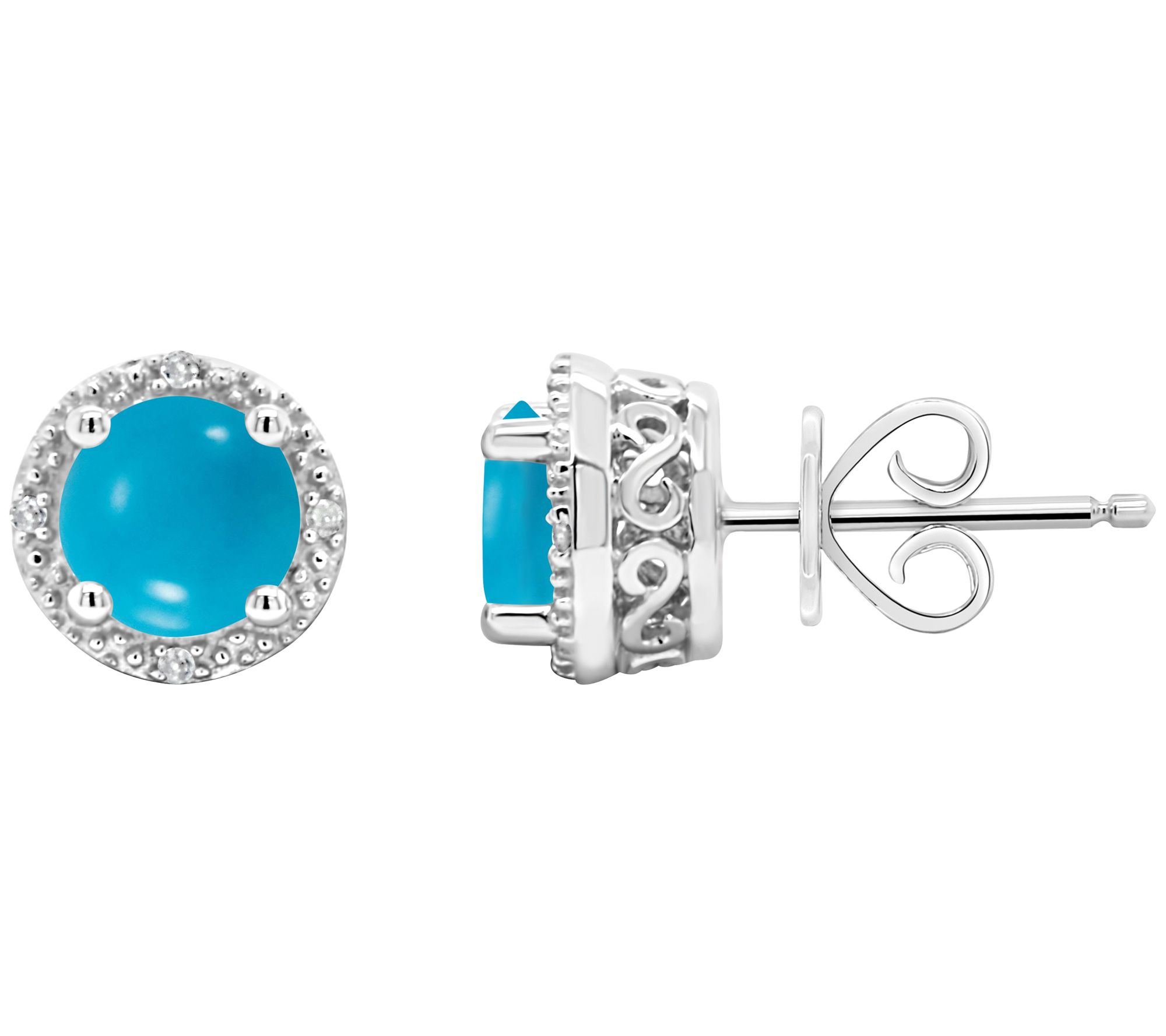 Affinity Gems Round Turquoise & Diamond Earrings, Sterling