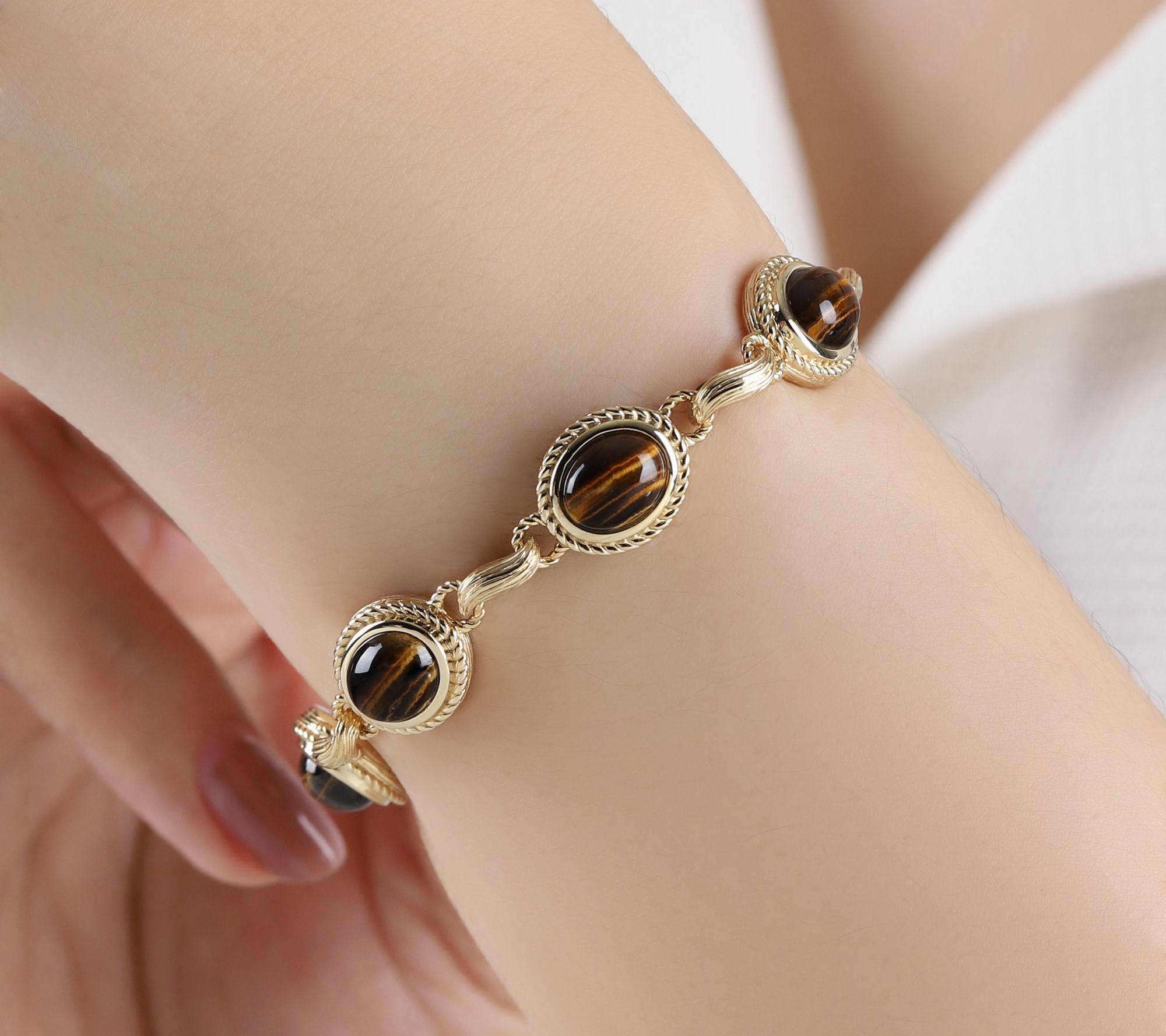 Ariva Sterling Silver Tiger Eye Arden Bracelet