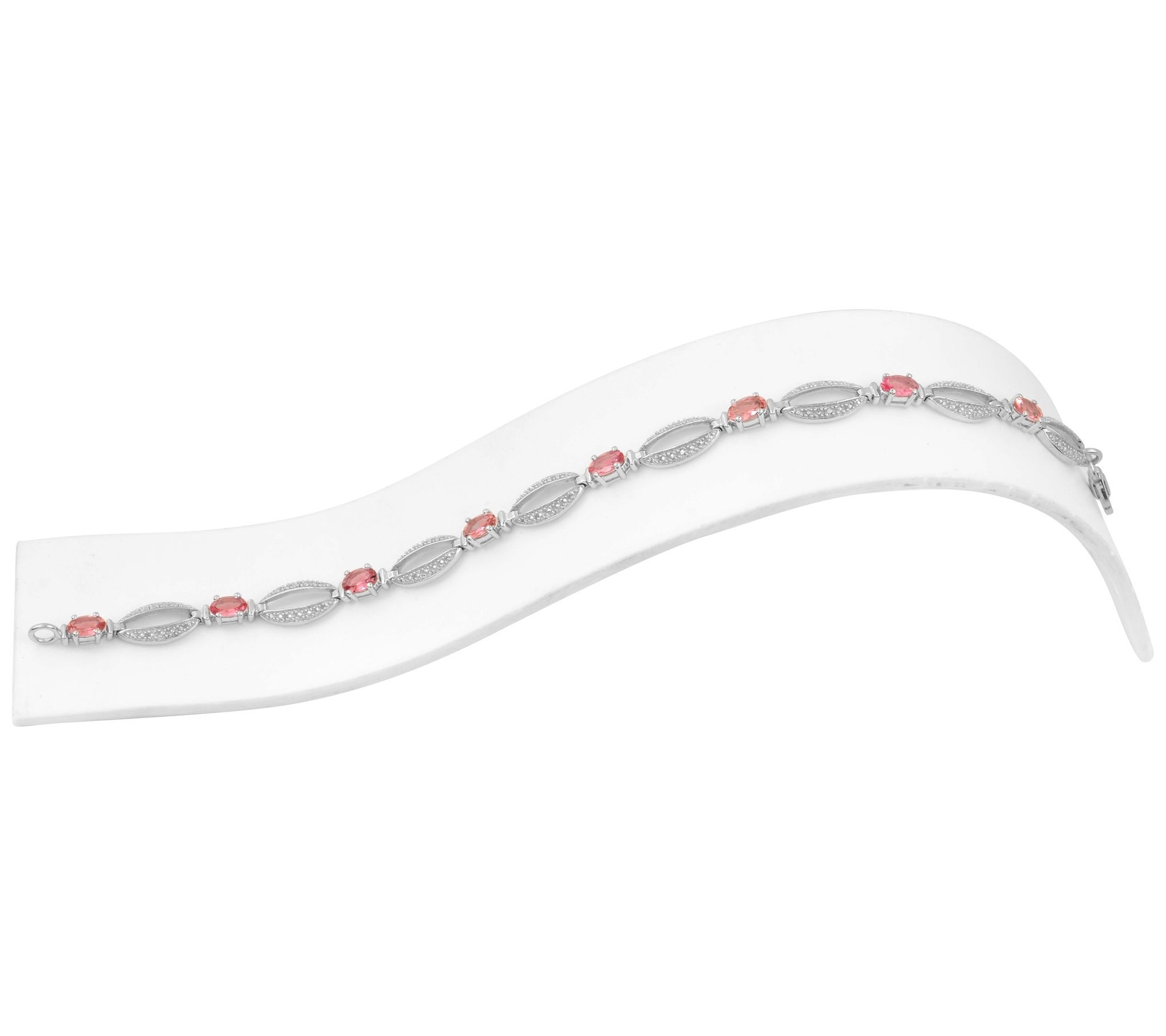 Affinity Gems Sterling Silver Pink Tourmaline Oal Bracelet