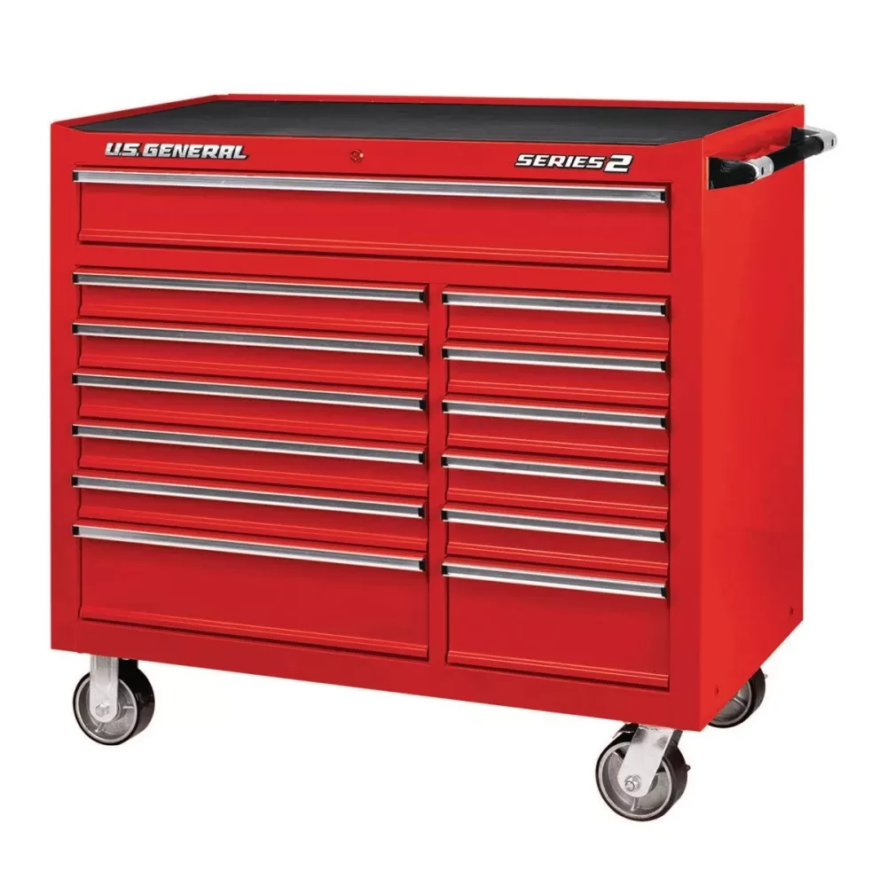 U.S. General 44 in. x 22 in. Double Bank Red Roller Cabinet 64281