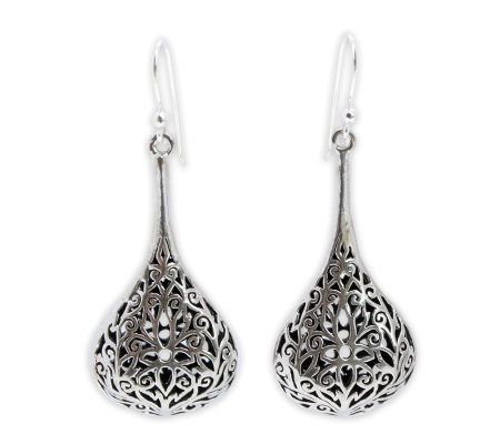 Novica Artisan-Crafted Sterling Filigree Drop Earrings